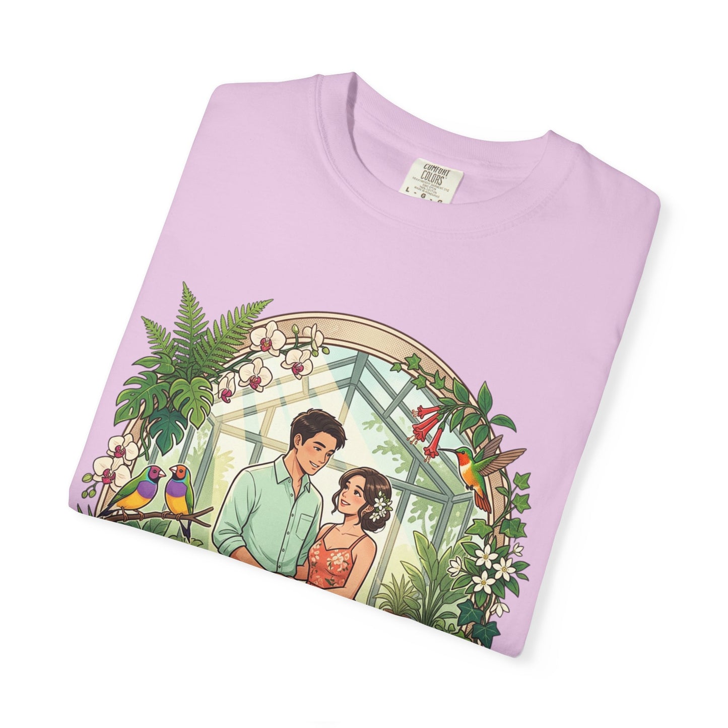 Romantic Greenhouse Couples T-Shirt — “Love Grows Where We Nurture It”
