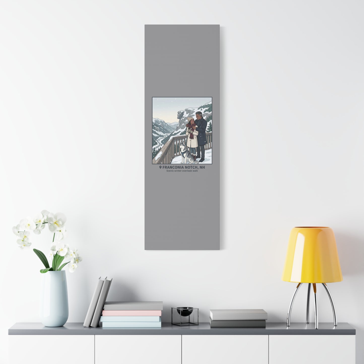 Franconia Notch Winter Couple Canvas Wall Art — Scenic New Hampshire Snowy Overlook Print