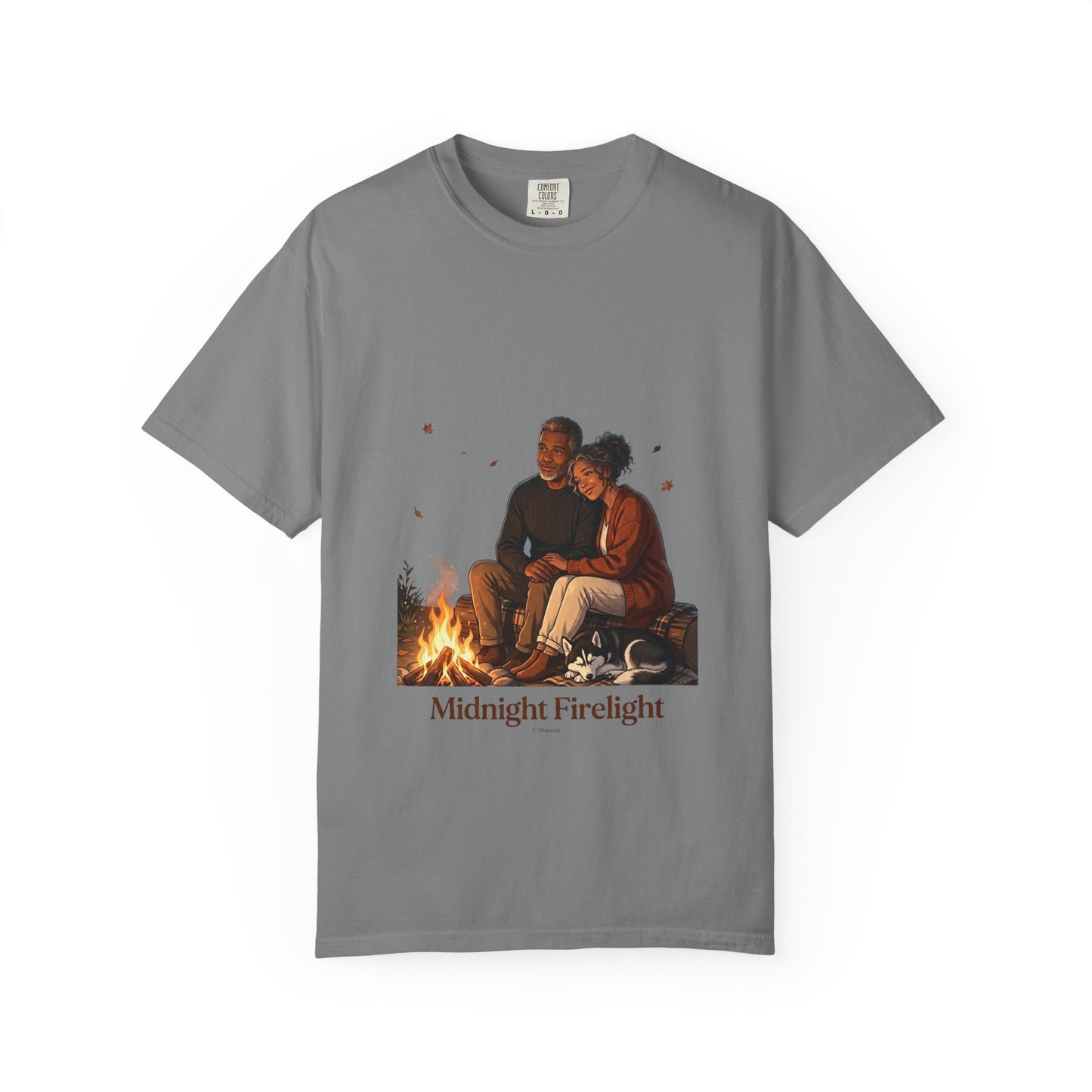 Midnight Firelight T-Shirt — Cozy Couple Campfire Graphic Tee