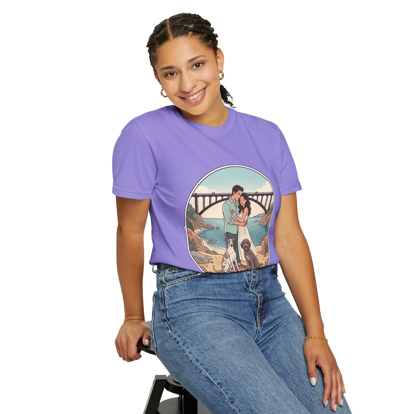 T-Shirt — Romantic Coastal Couples Tee “Some Moments Are Forever” with Dogs