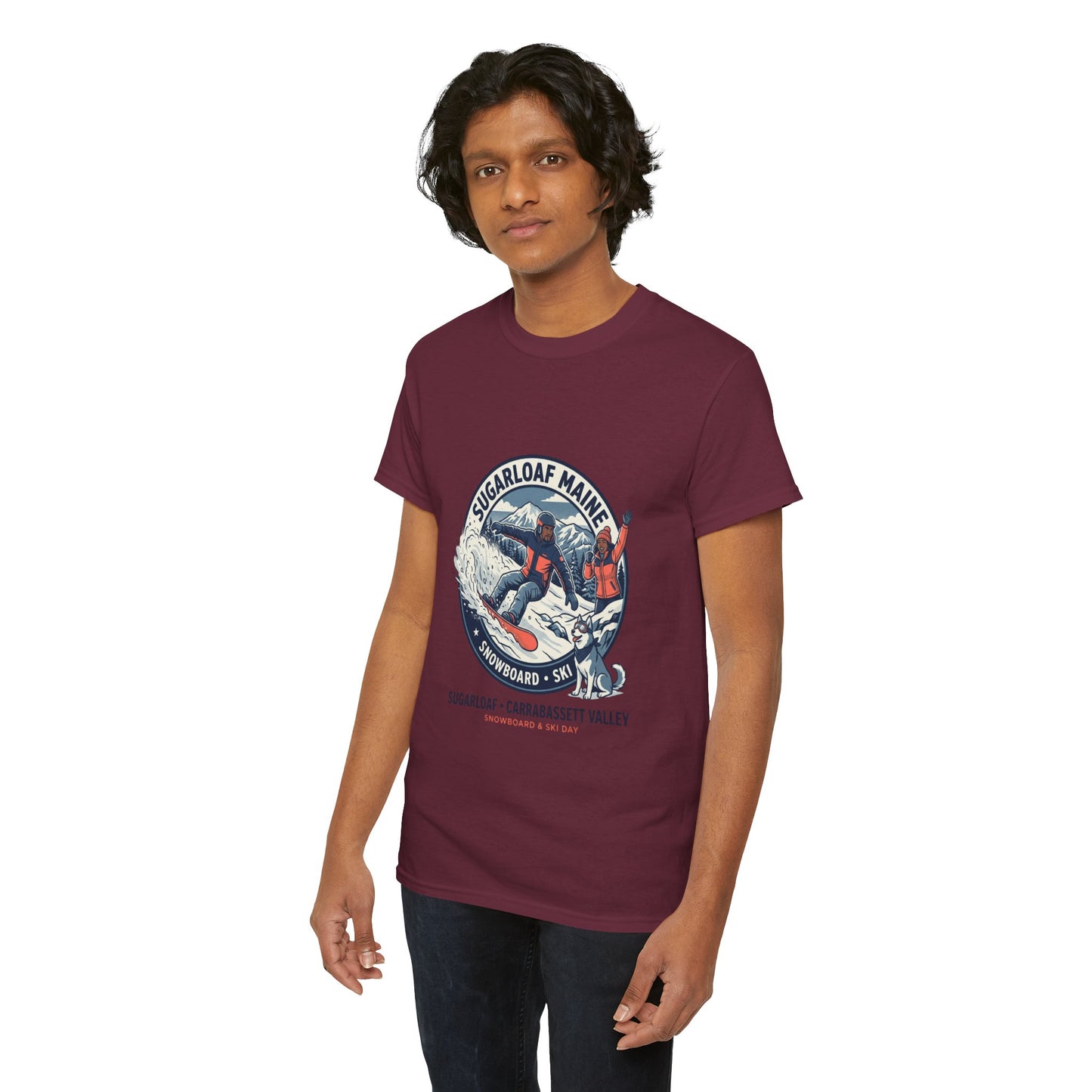 Sugarloaf Maine Snowboard & Ski T‑Shirt — Sugarloaf‑Carrabassett Valley Retro Graphic Tee