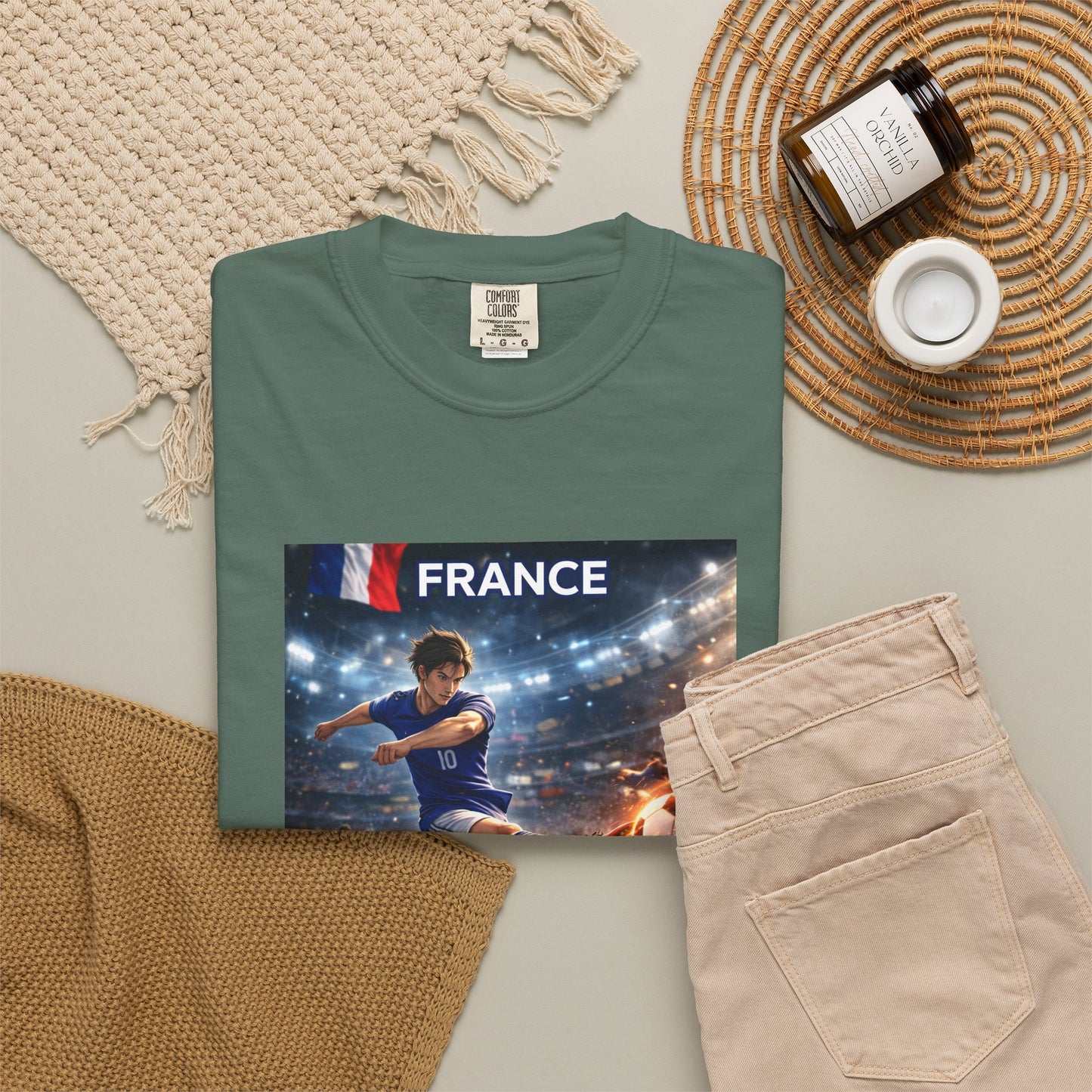 France Soccer Player Graphic T-Shirt — Football Kick Stadium Design