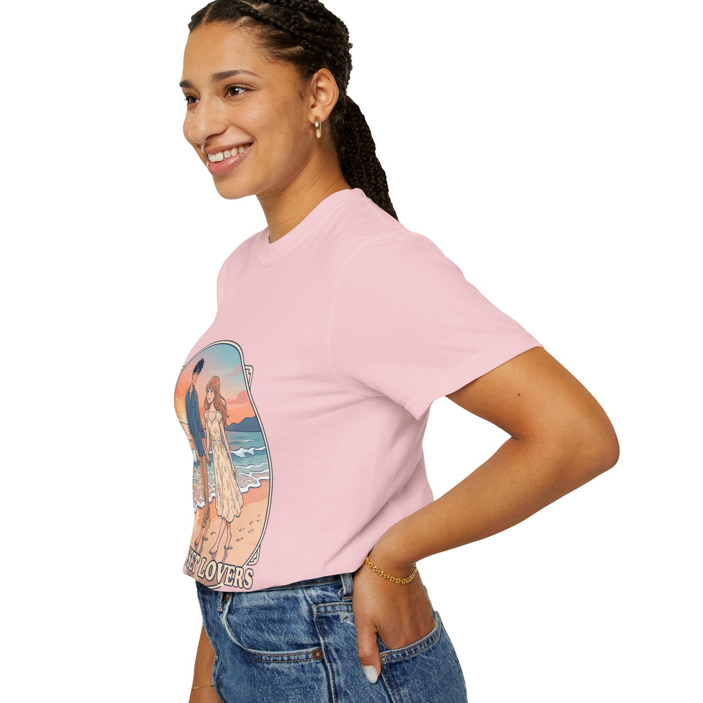 Sunset Lovers Beach T-Shirt — Romantic Couple Graphic Tee