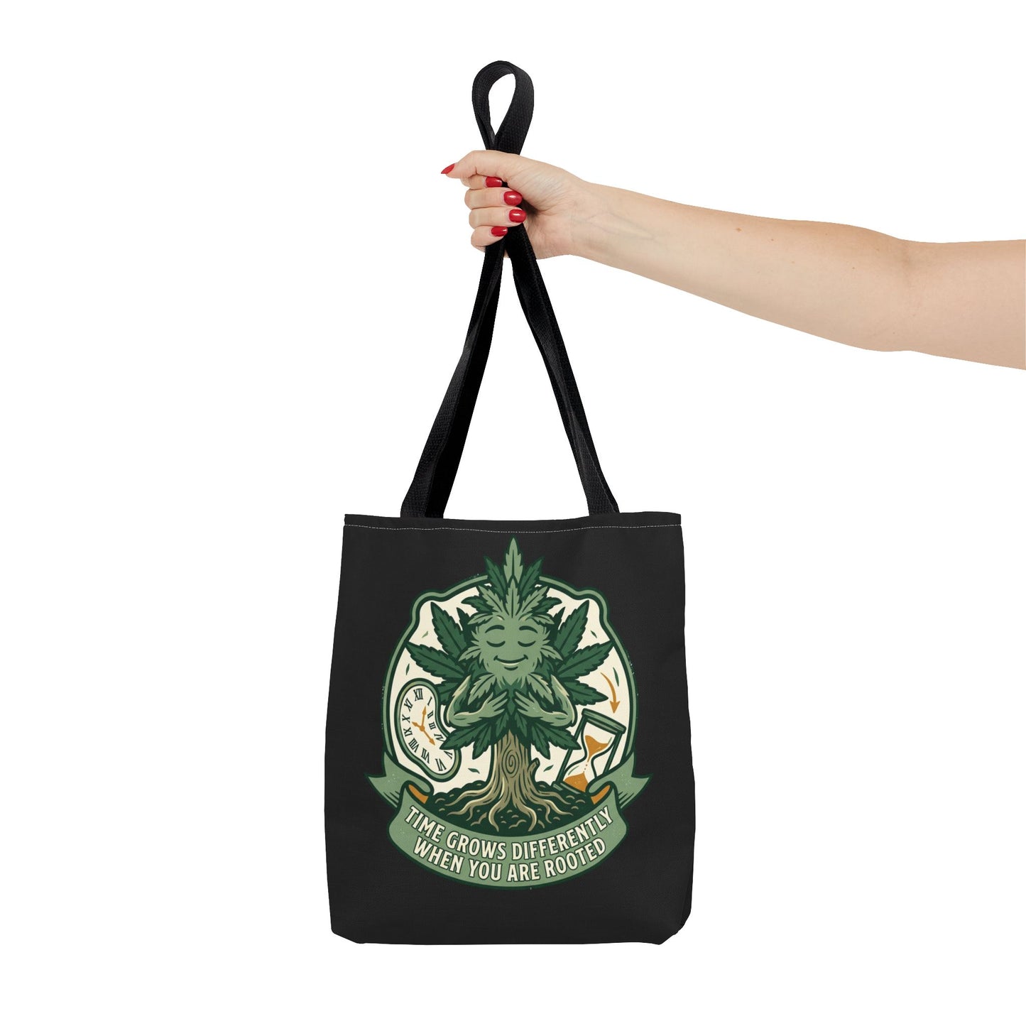 Rooted Tree Spirit Tote Bag — “Time Grows Different When You Are Rooted” Eco Tote