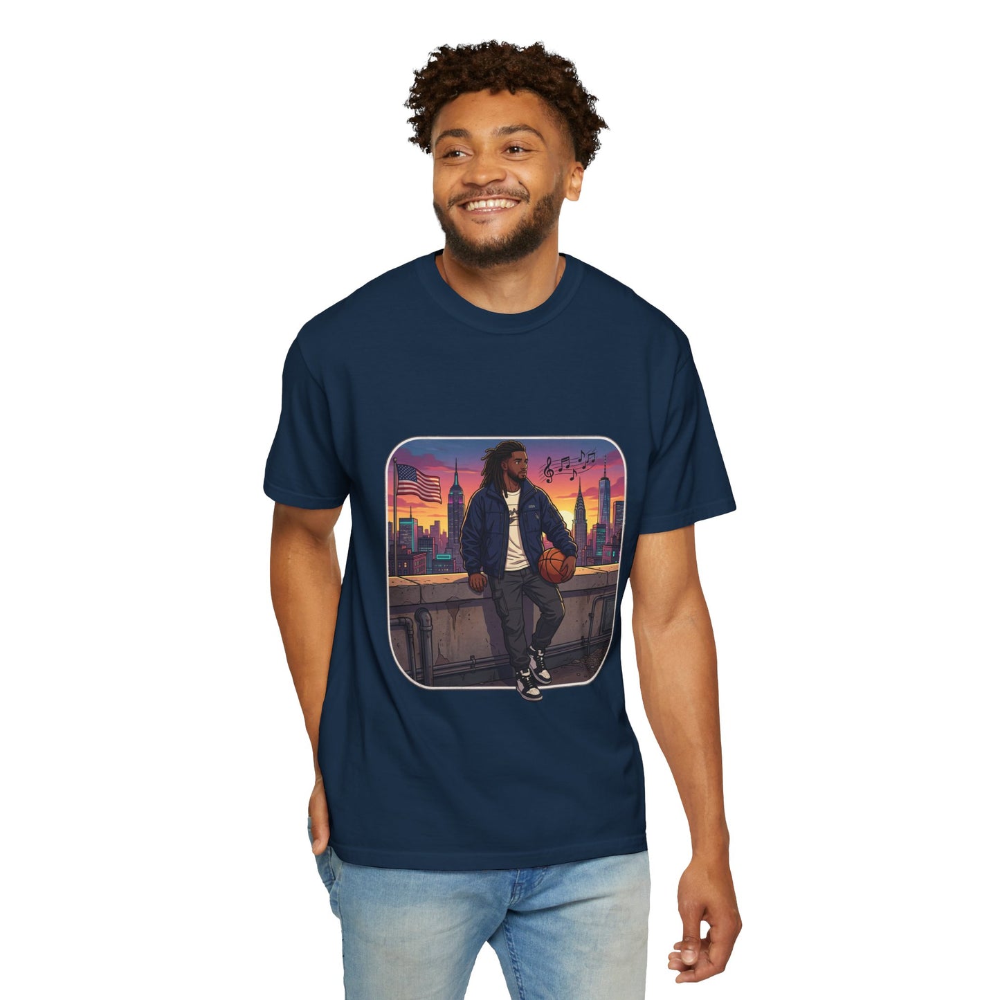 City Sunset Basketball Player T-Shirt — Urban Hoop Lifestyle Tee
