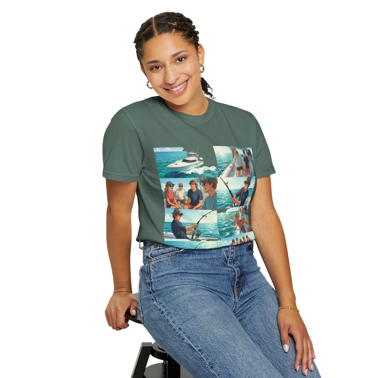 Deep Sea Energy (Friends Fishing Edition) Fishing Trip Photo Collage T-Shirt