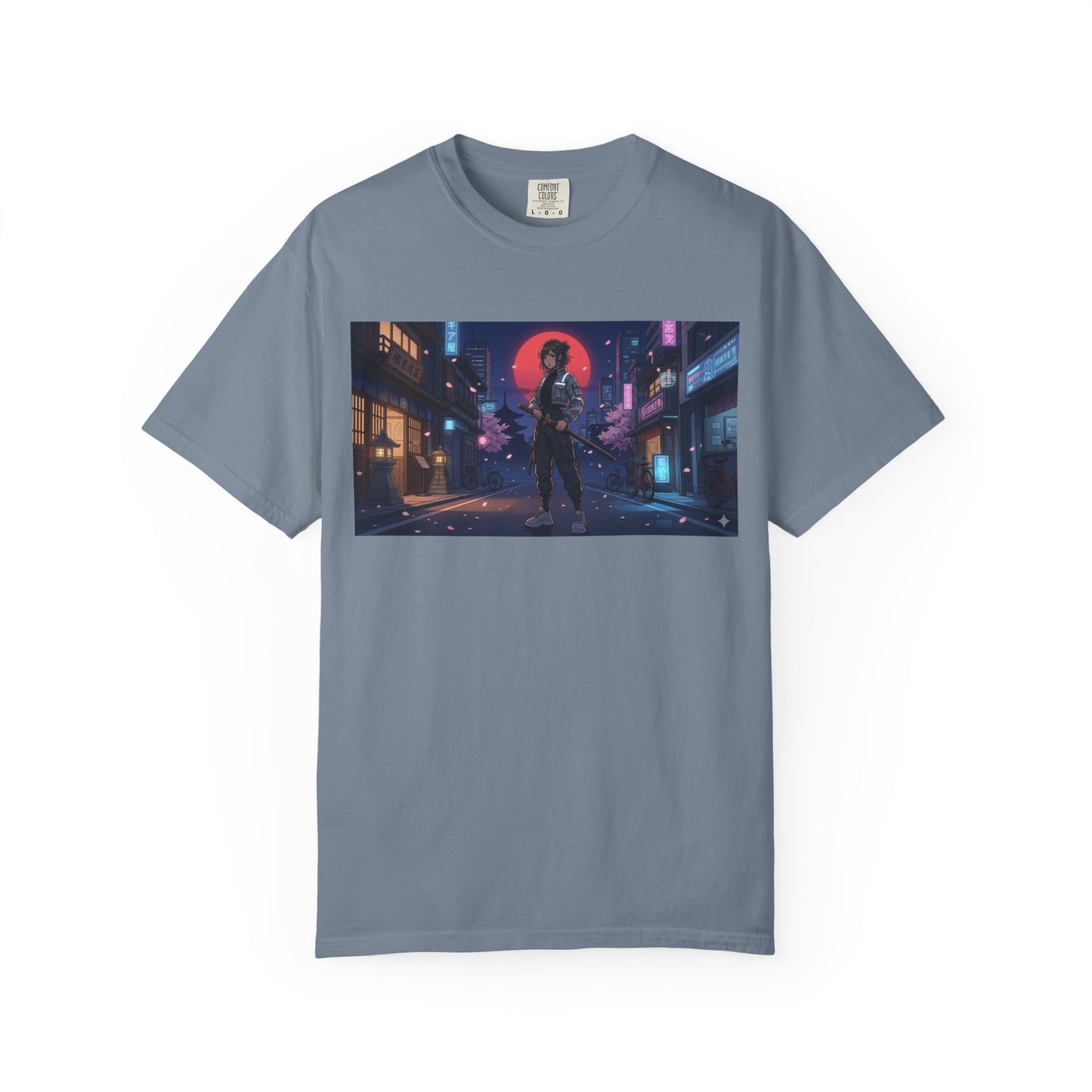 Cyberpunk Samurai T-Shirt — Neon Night Street Art Tee
