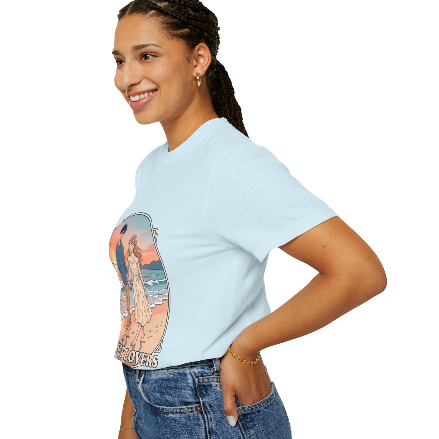 Sunset Lovers Beach T-Shirt — Romantic Couple Graphic Tee