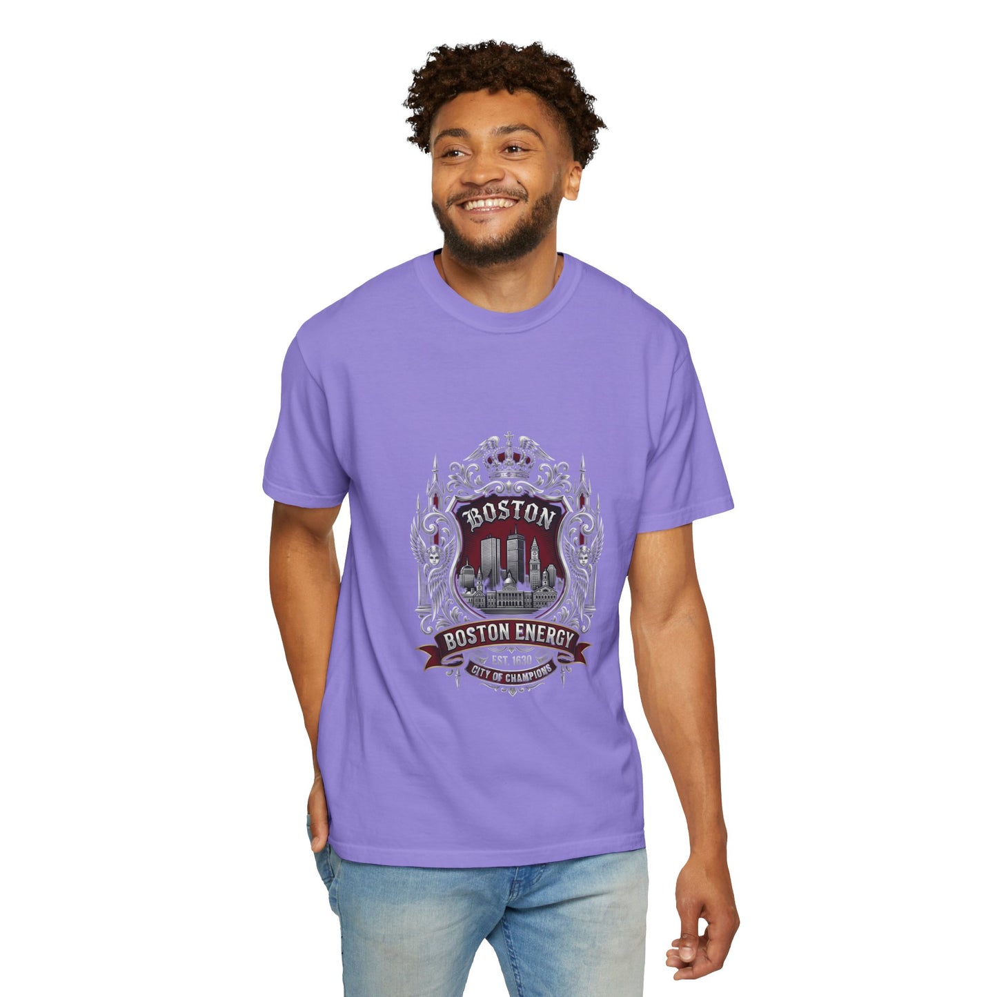 Boston Energy Vintage Crest T-Shirt — Retro City Skyline Tee