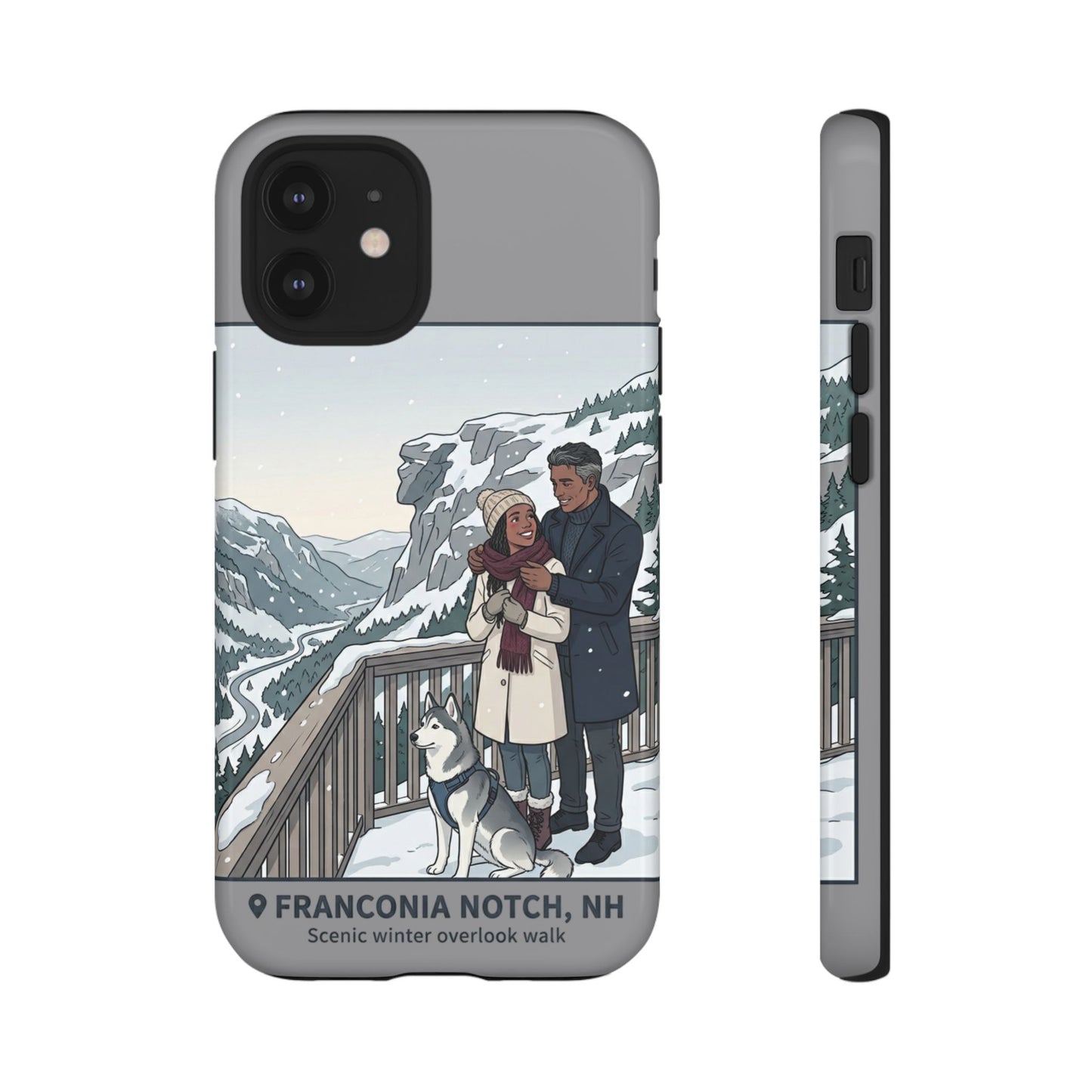 Winter Scenic Phone Case — Franconia Notch NH Couples & Husky Design