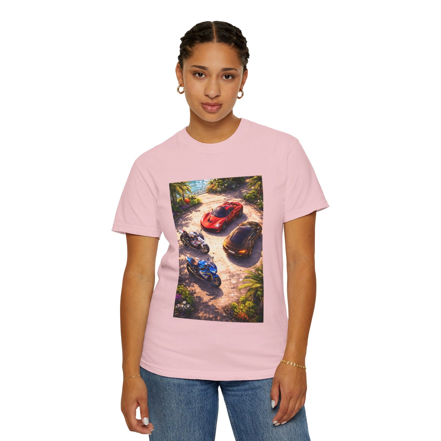 MULTI-VEHICLE - T-Shirt — Tropical Sports Cars & Motorbikes Print