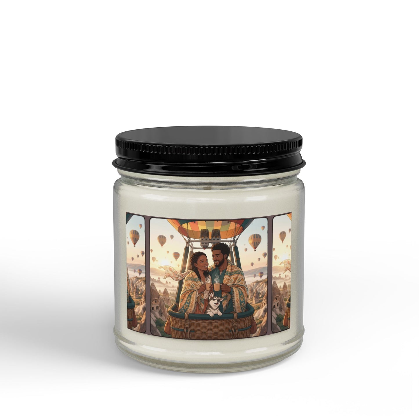 Scented Soy Candle — Hot Air Balloon Couple Design (4oz & 9oz)