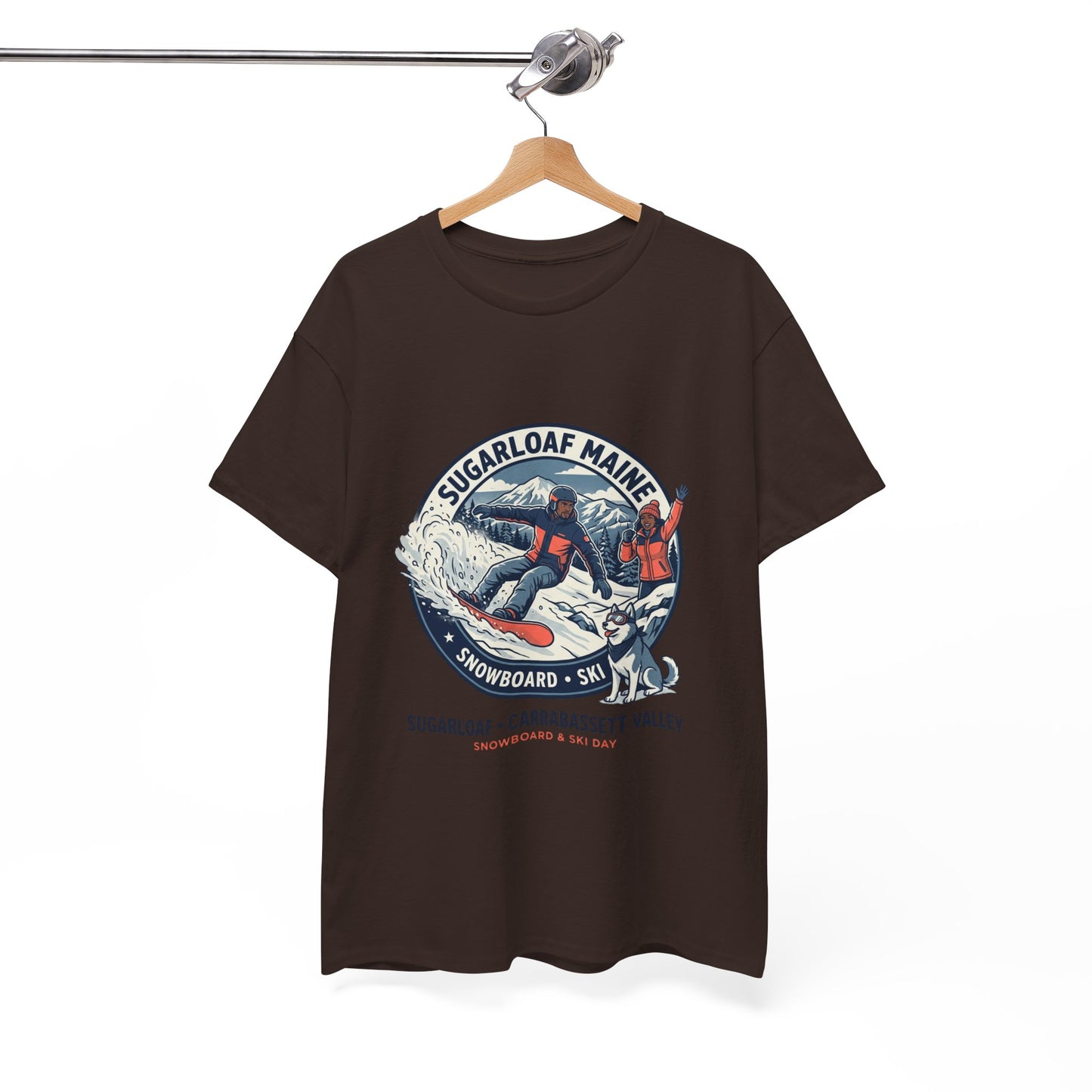 Sugarloaf Maine Snowboard & Ski T‑Shirt — Sugarloaf‑Carrabassett Valley Retro Graphic Tee