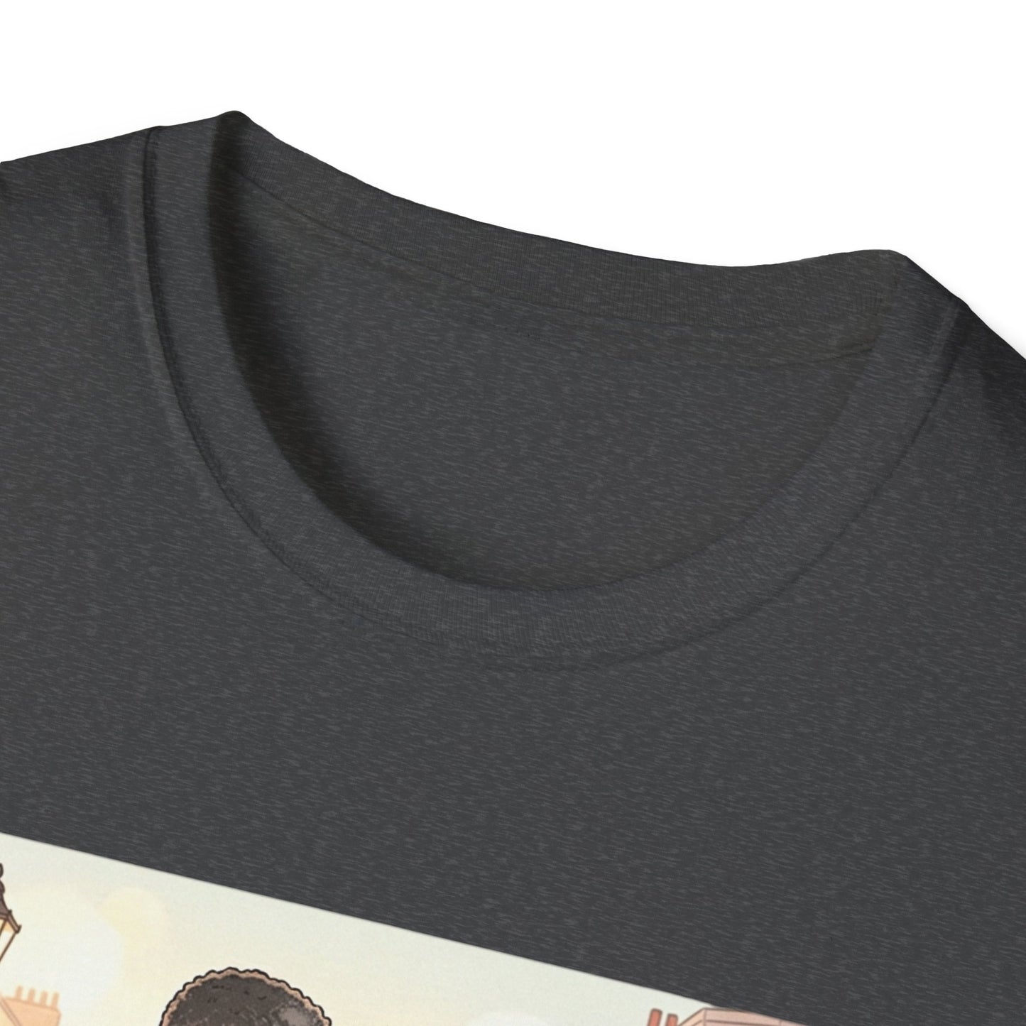 Romantic City Stroll T-Shirt — Couple Bouquet Illustration