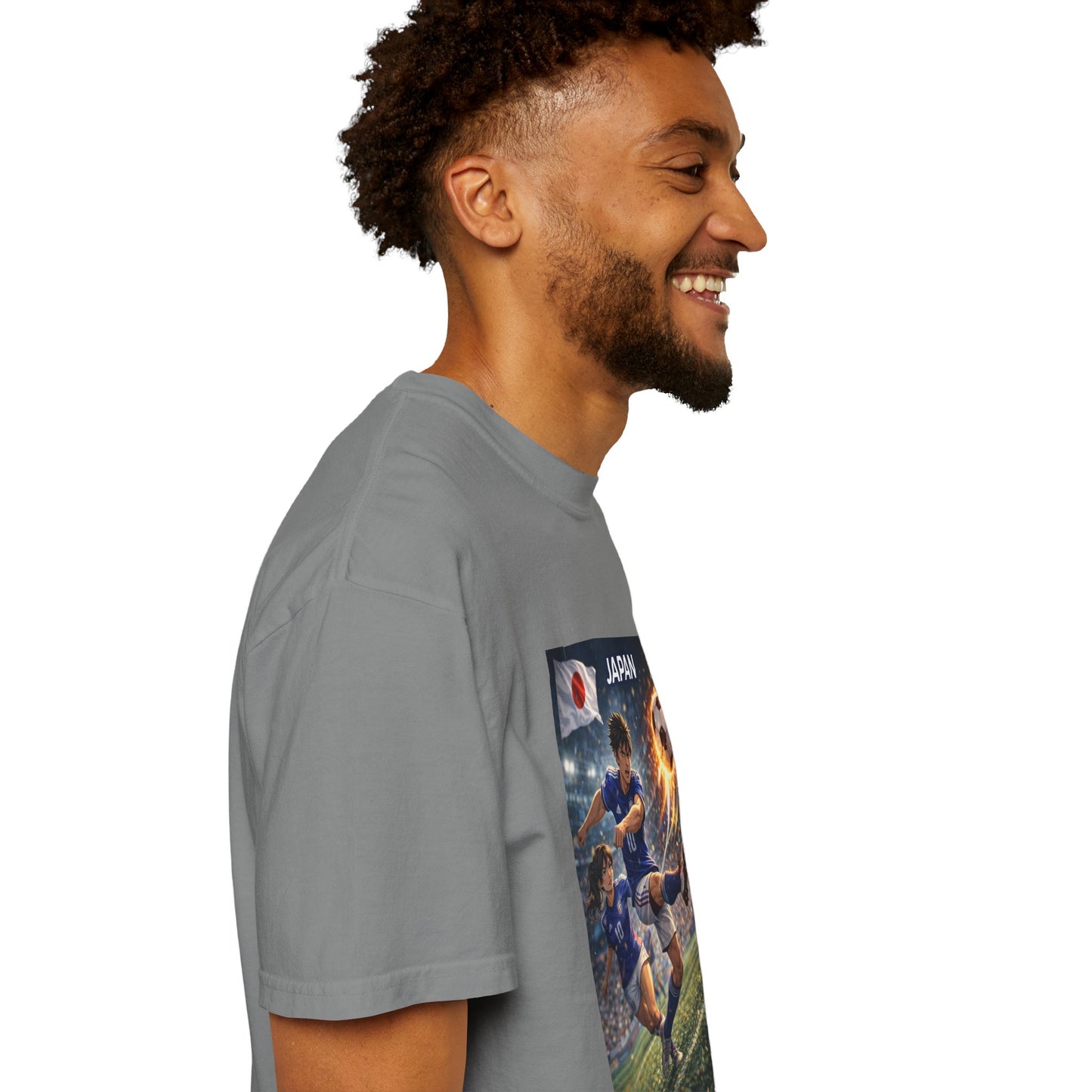 Japan Soccer Team Graphic T‑Shirt — Dynamic Football Players Design