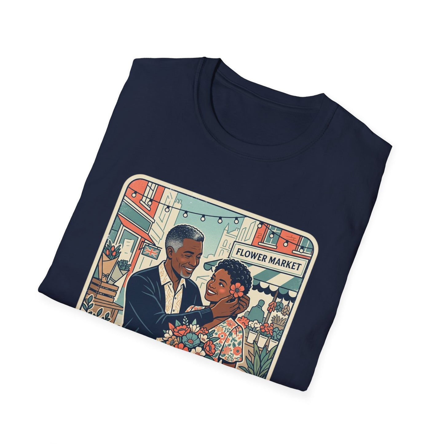 Flower Market Date — London T-Shirt — Retro Couple Floral Market Graphic Tee