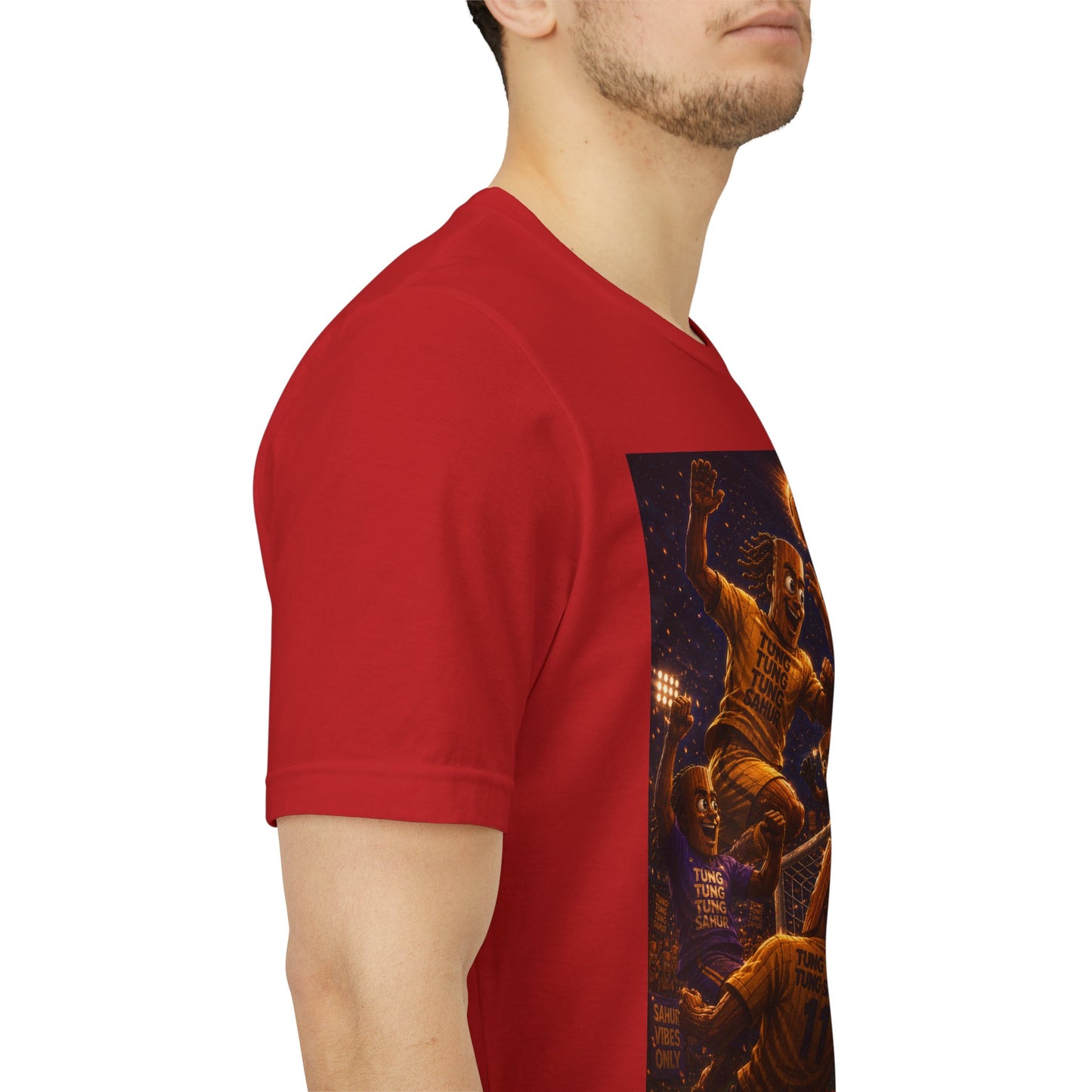 Tung Tung Tung Sahur Header Goal Soccer Action Graphic Tee — Team Court Night Design
