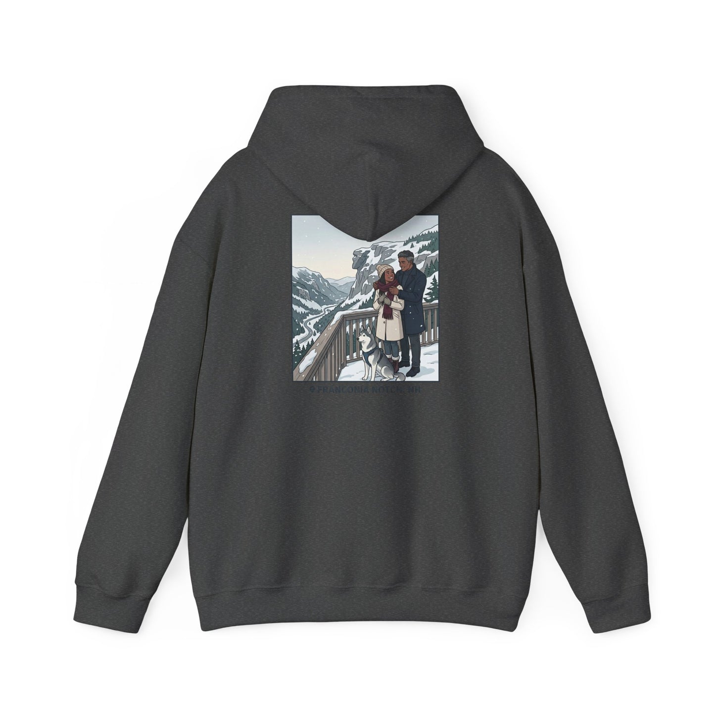 Winter Couple Photo Hoodie — Vintage Alps Travel Graphic Sweatshirt