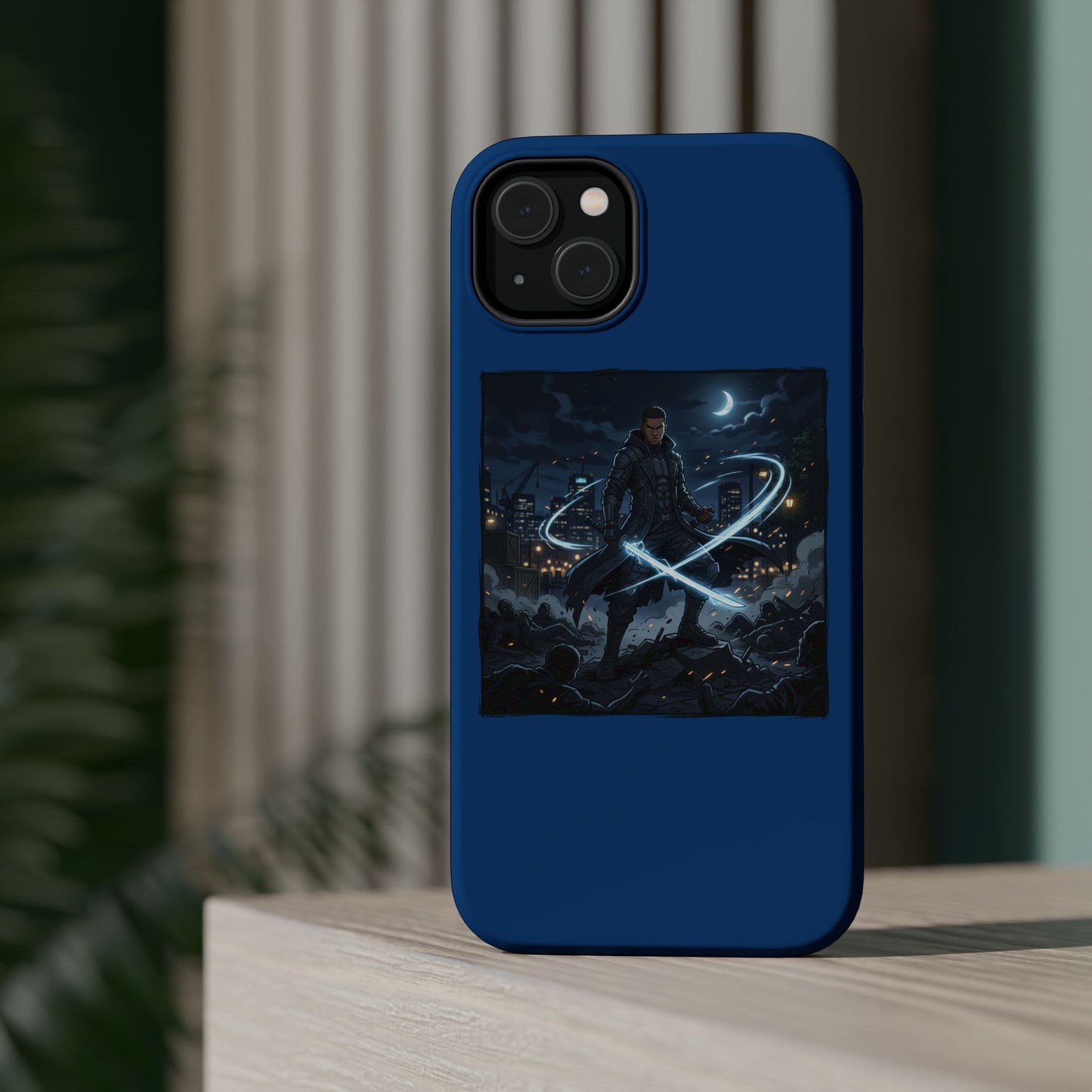 Magnetic Impact-Resistant Phone Case — Night Warrior Sci‑Fi Design