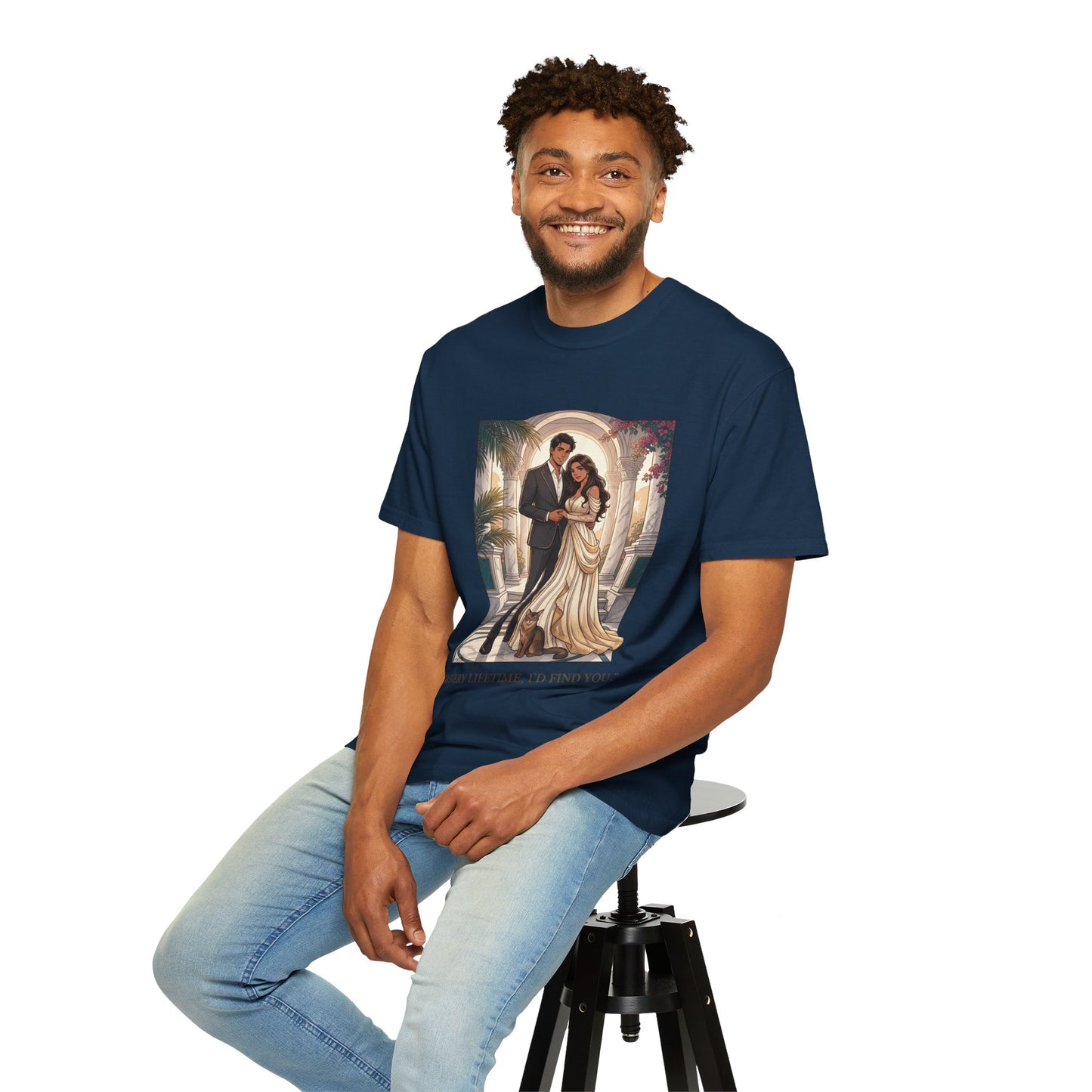 Romantic Vintage Wedding Portrait T-Shirt — "In Every Lifetime, I'd Find You"