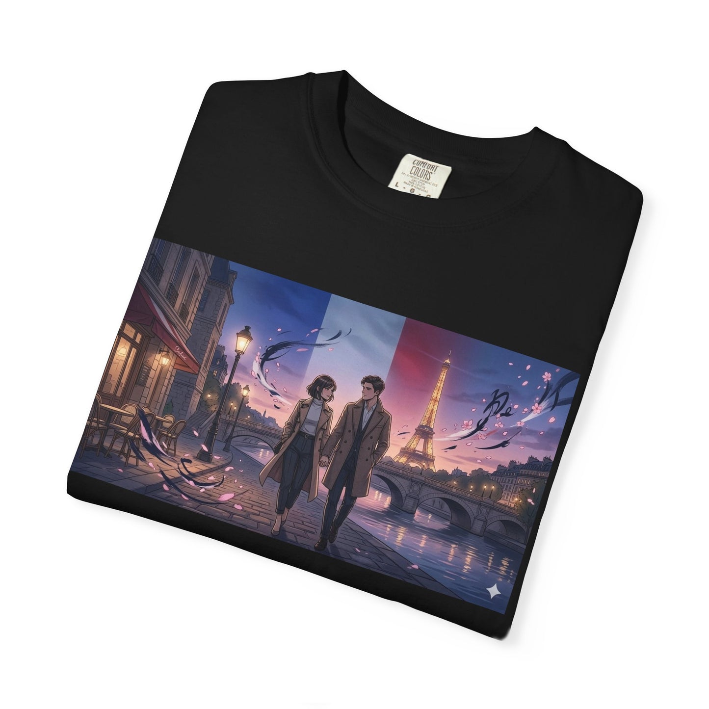 T-Shirt — Romantic City Night Stroll Illustration