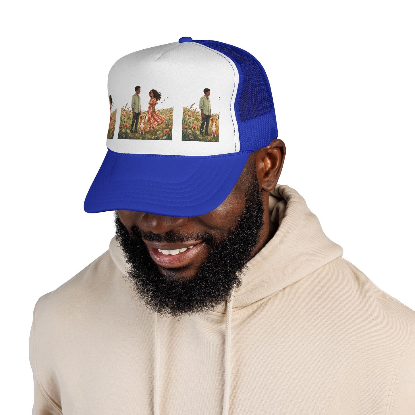 Trucker Cap — Boho Couple Meadow Illustration Hat