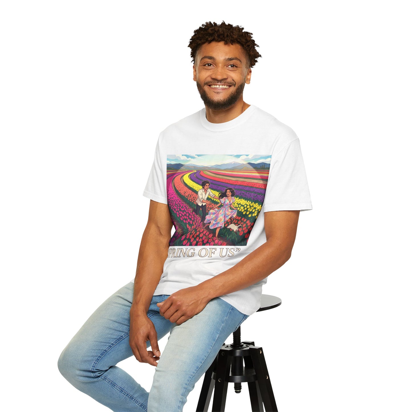 Spring of Us T-Shirt — Floral Field Vintage Couple Graphic Tee