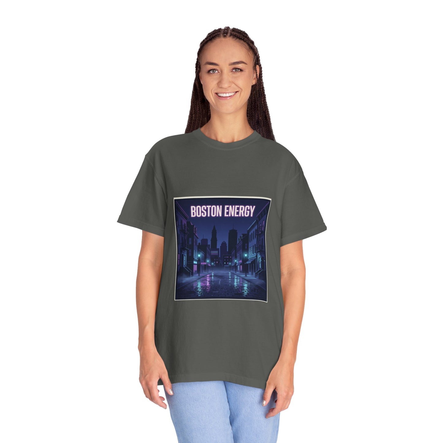 Boston Energy T-Shirt — Neon Cityscape Graphic Tee