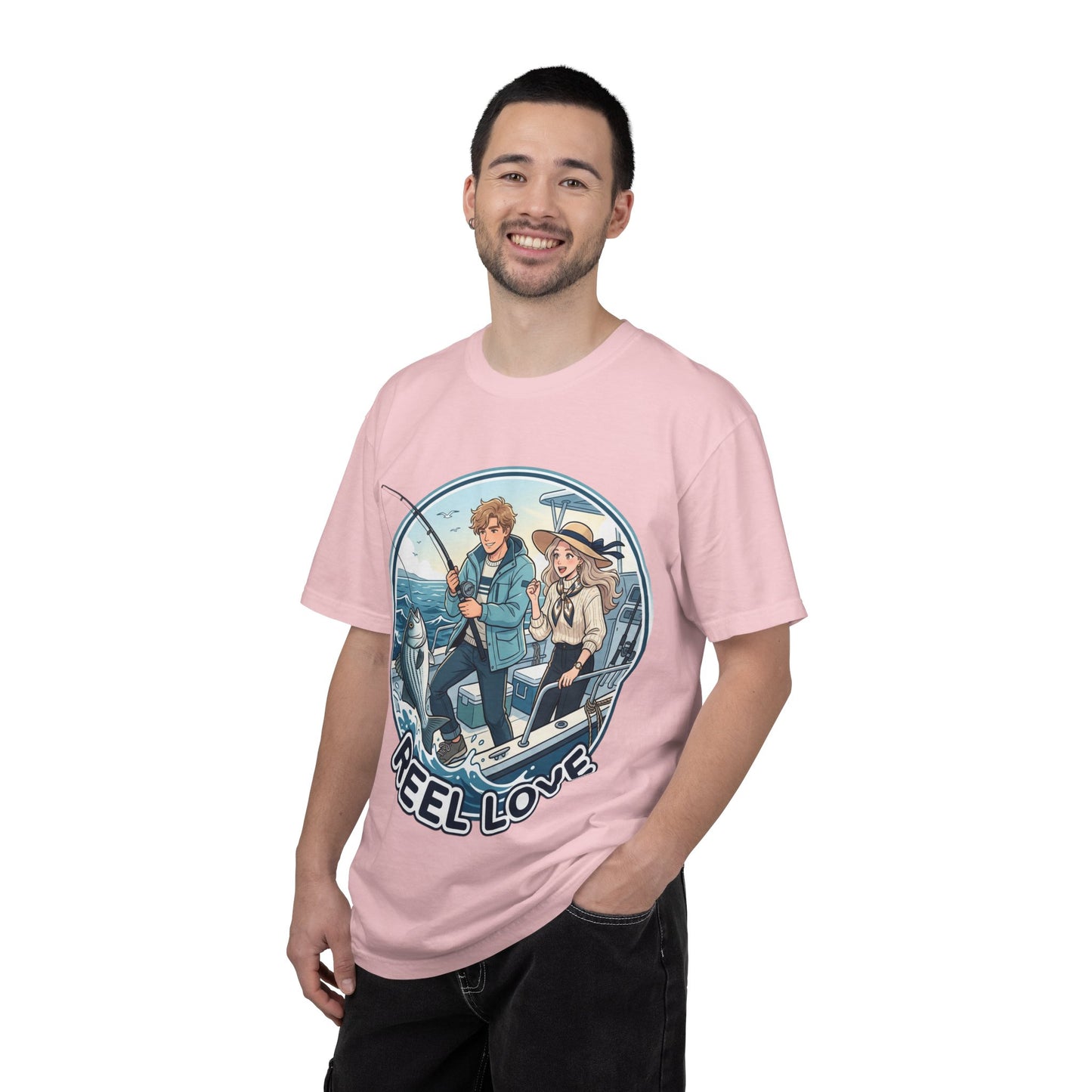 Reel Love Fishing T-Shirt — Cute Couple Anglers Graphic Tee