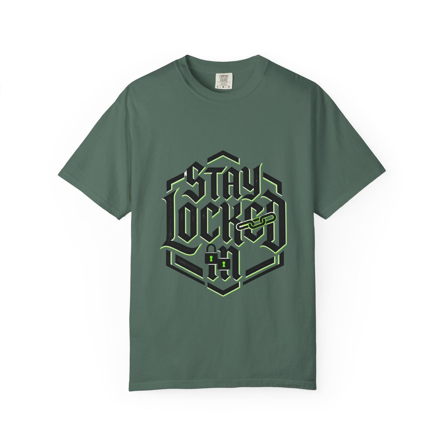 Stay Locked In T-Shirt — Bold Gothic Logo Tee
