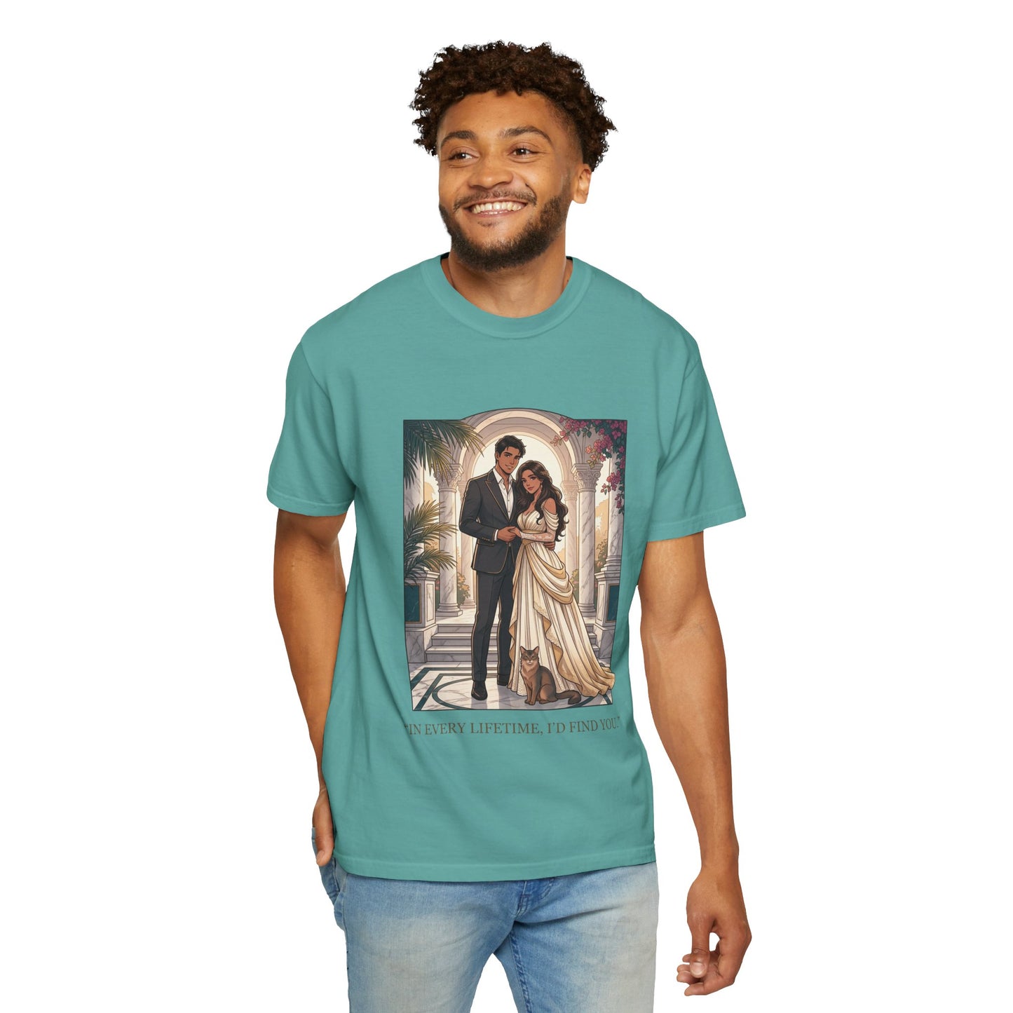 Romantic Vintage Wedding Portrait T-Shirt — "In Every Lifetime, I'd Find You"