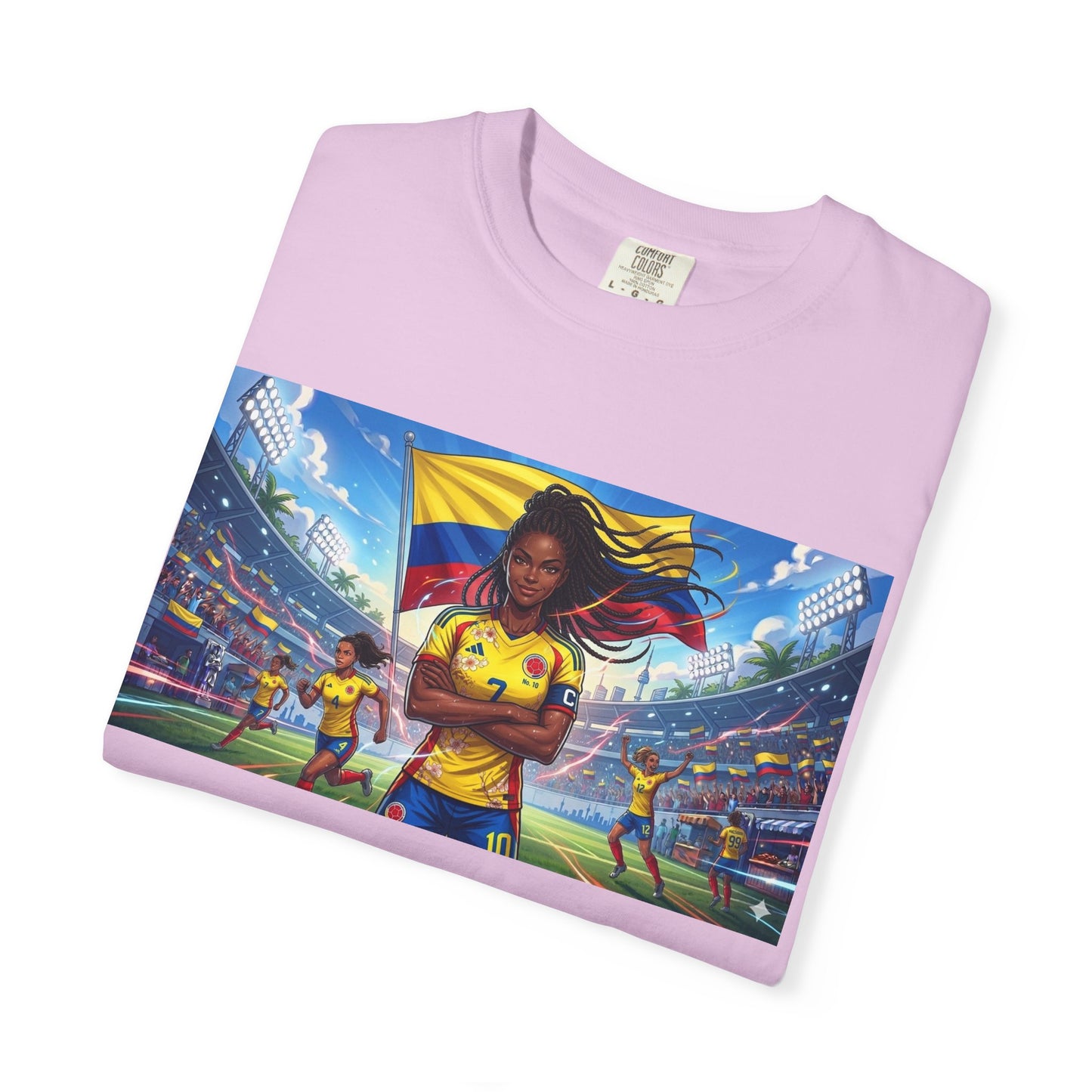 Soccer Champion Graphic T-Shirt — Woman Goalkeeper Stadium Art