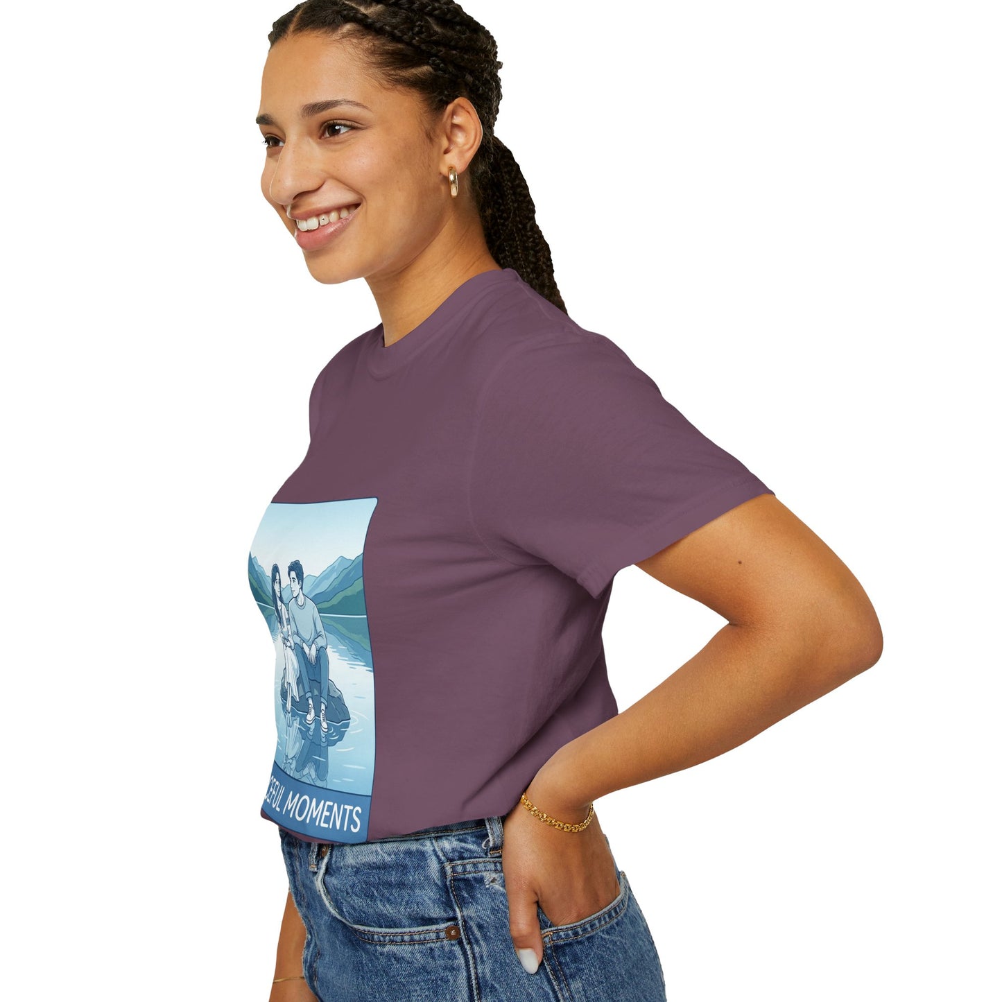 Peaceful Moments Tee — Couple Sitting by Lake Graphic T-Shirt