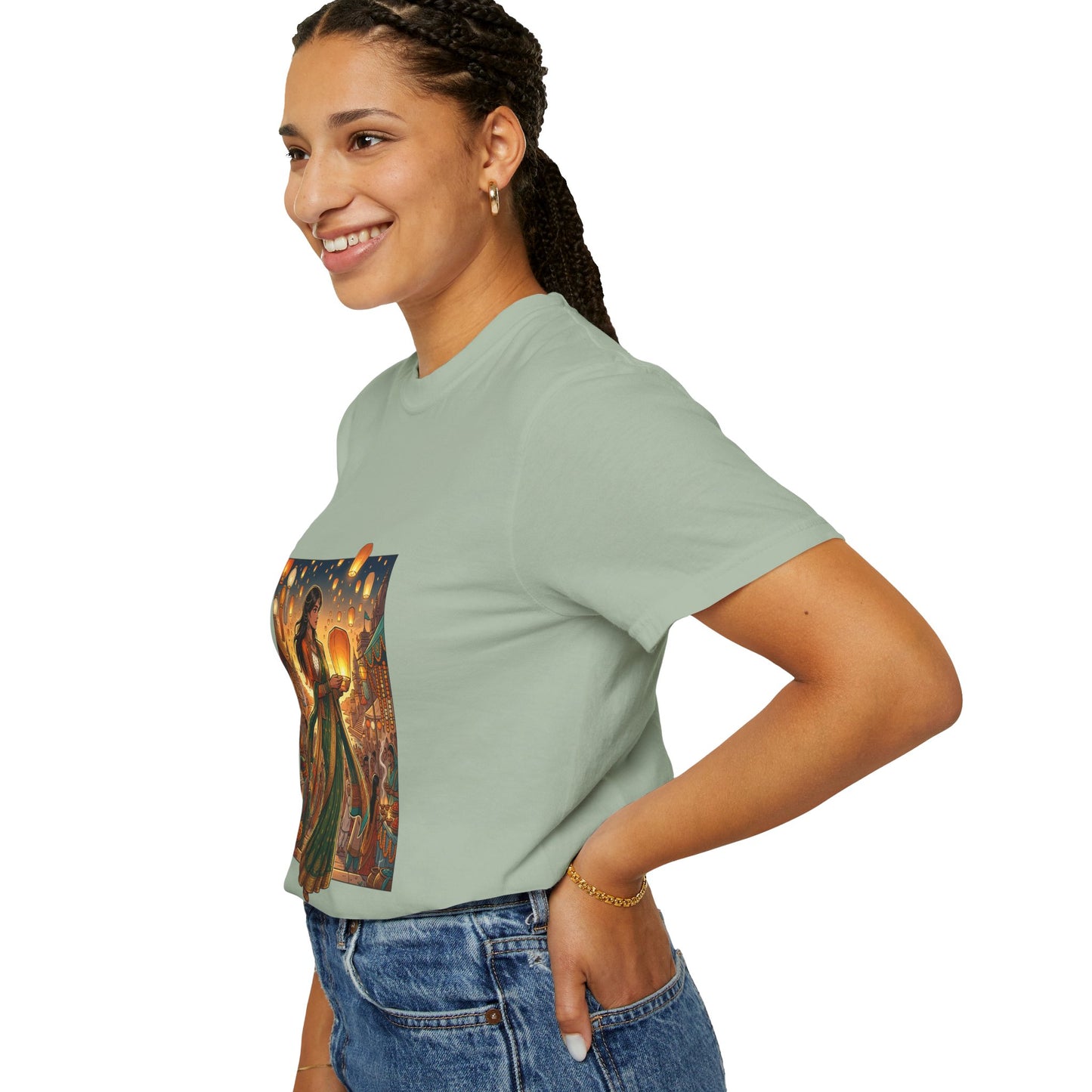 Diwali Lantern Festival T-Shirt — Indian Dancer with Floating Sky Lanterns