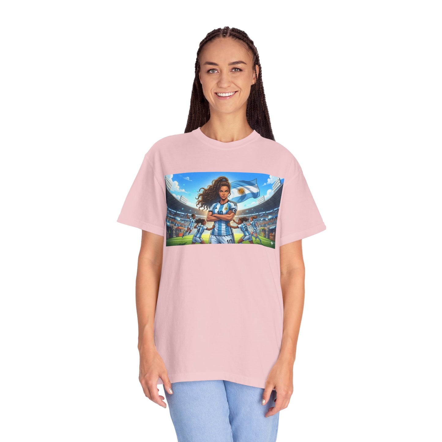 Argentina Soccer Heroine Stadium T-Shirt – Female Soccer Player Graphic Tee