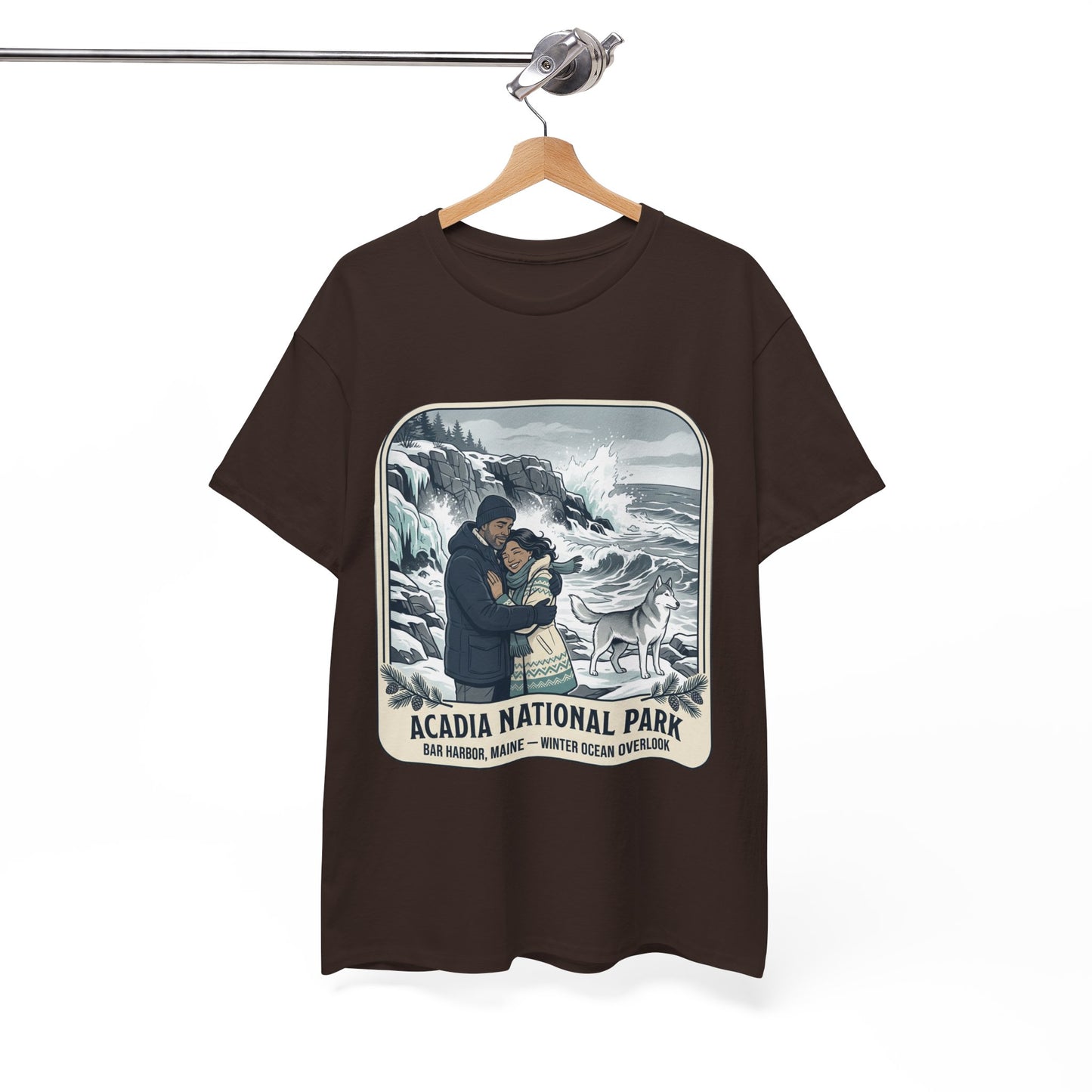 Acadia National Park Tee — Coastal Winter Couple Graphic