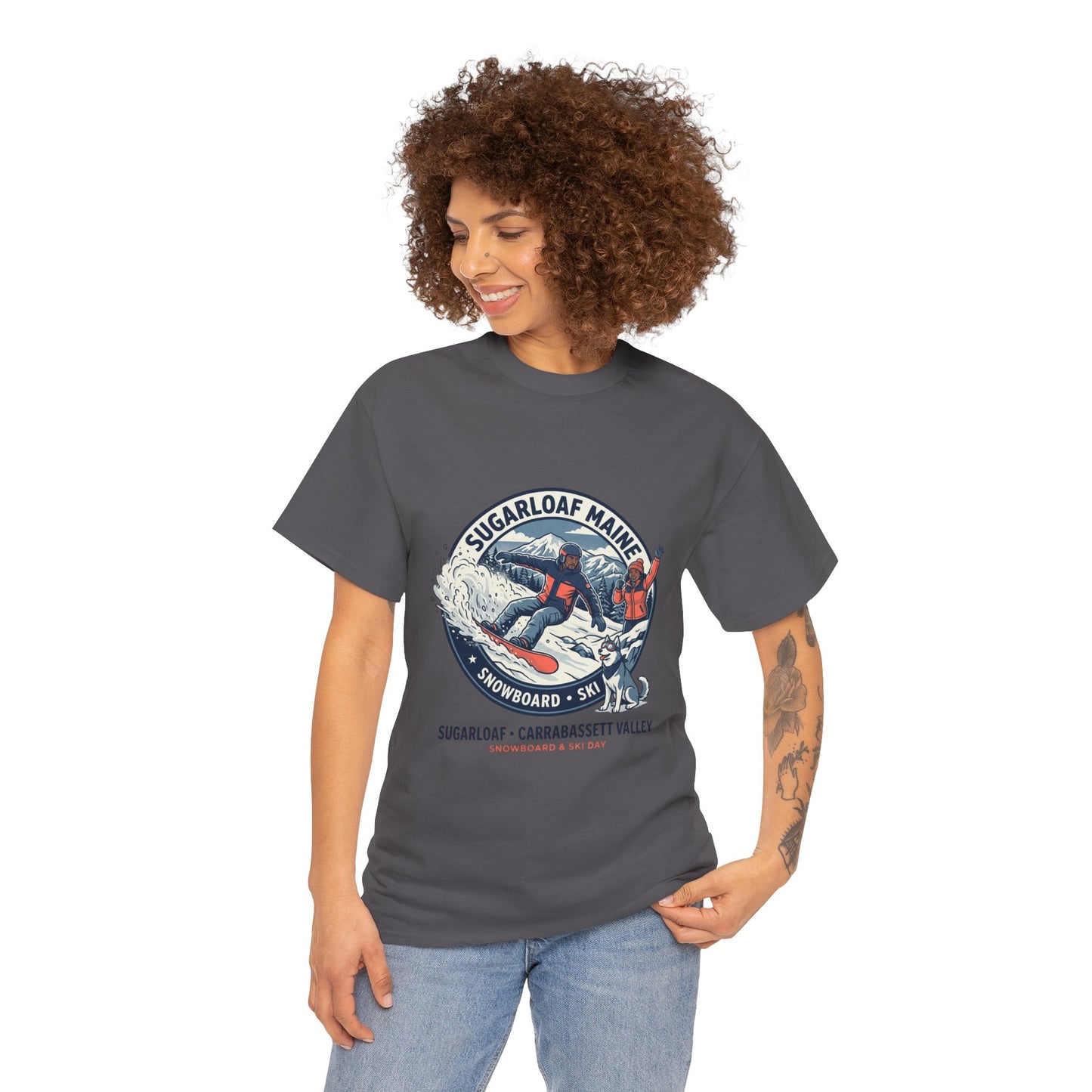 Sugarloaf Maine Snowboard & Ski T‑Shirt — Sugarloaf‑Carrabassett Valley Retro Graphic Tee