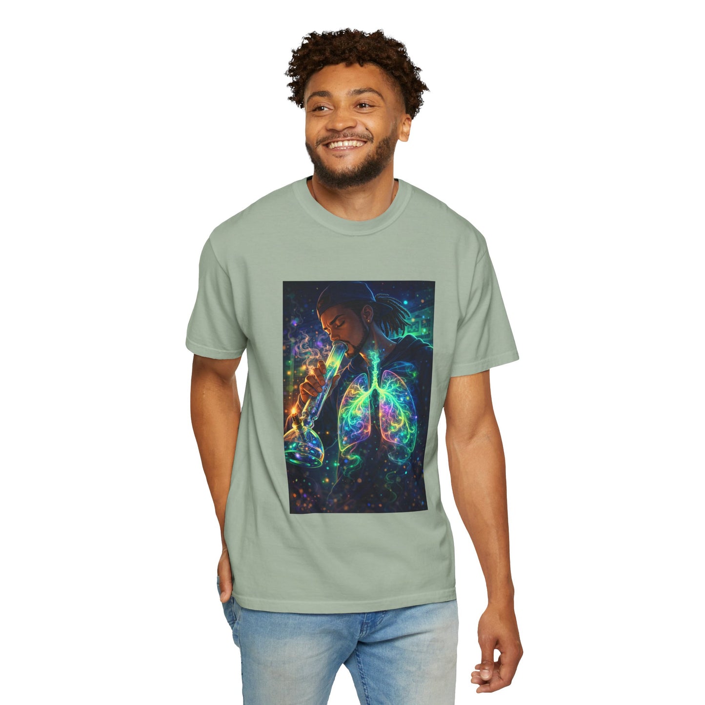 Cosmic Lungs T-Shirt — Neon Anatomical Art Tee