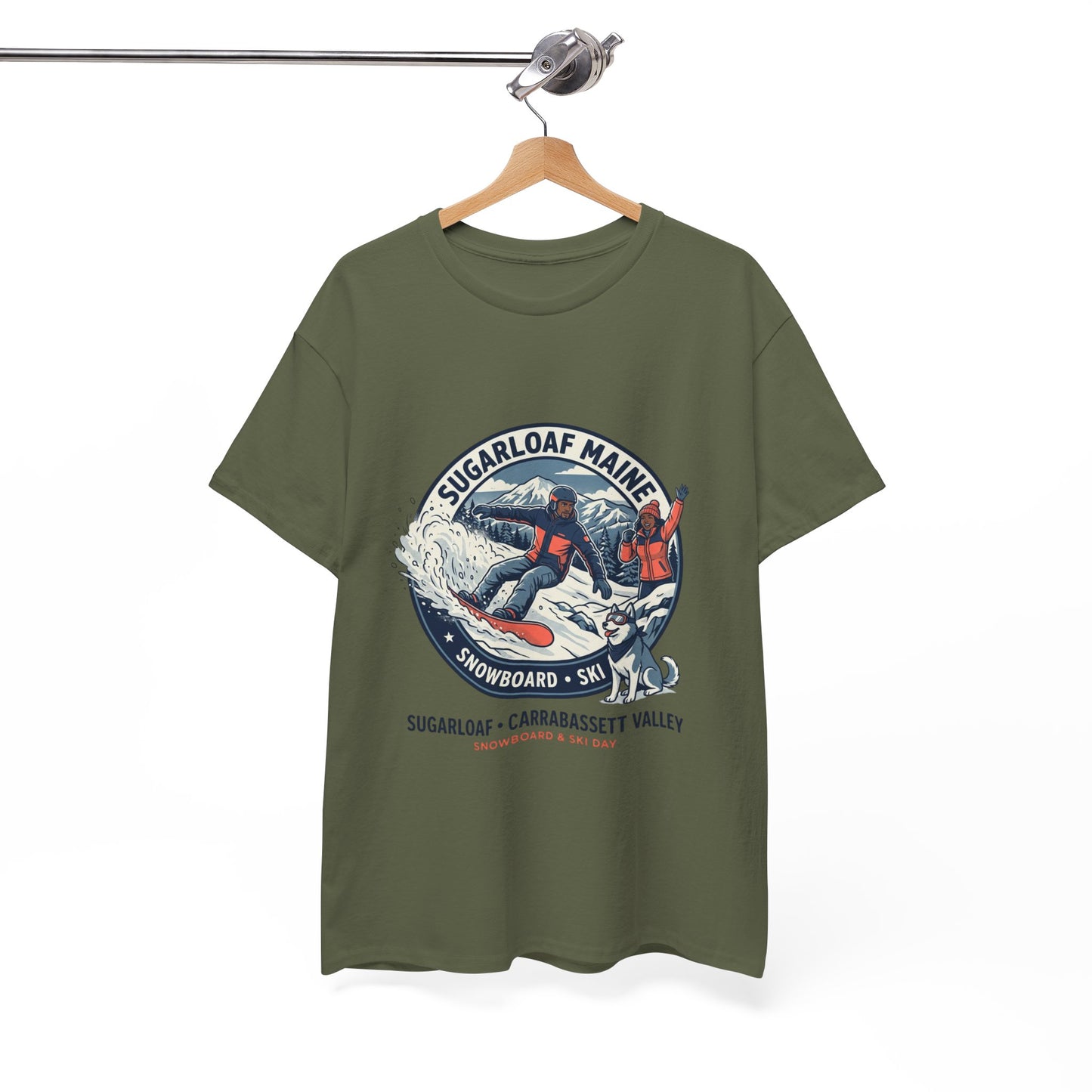 Sugarloaf Maine Snowboard & Ski T‑Shirt — Sugarloaf‑Carrabassett Valley Retro Graphic Tee