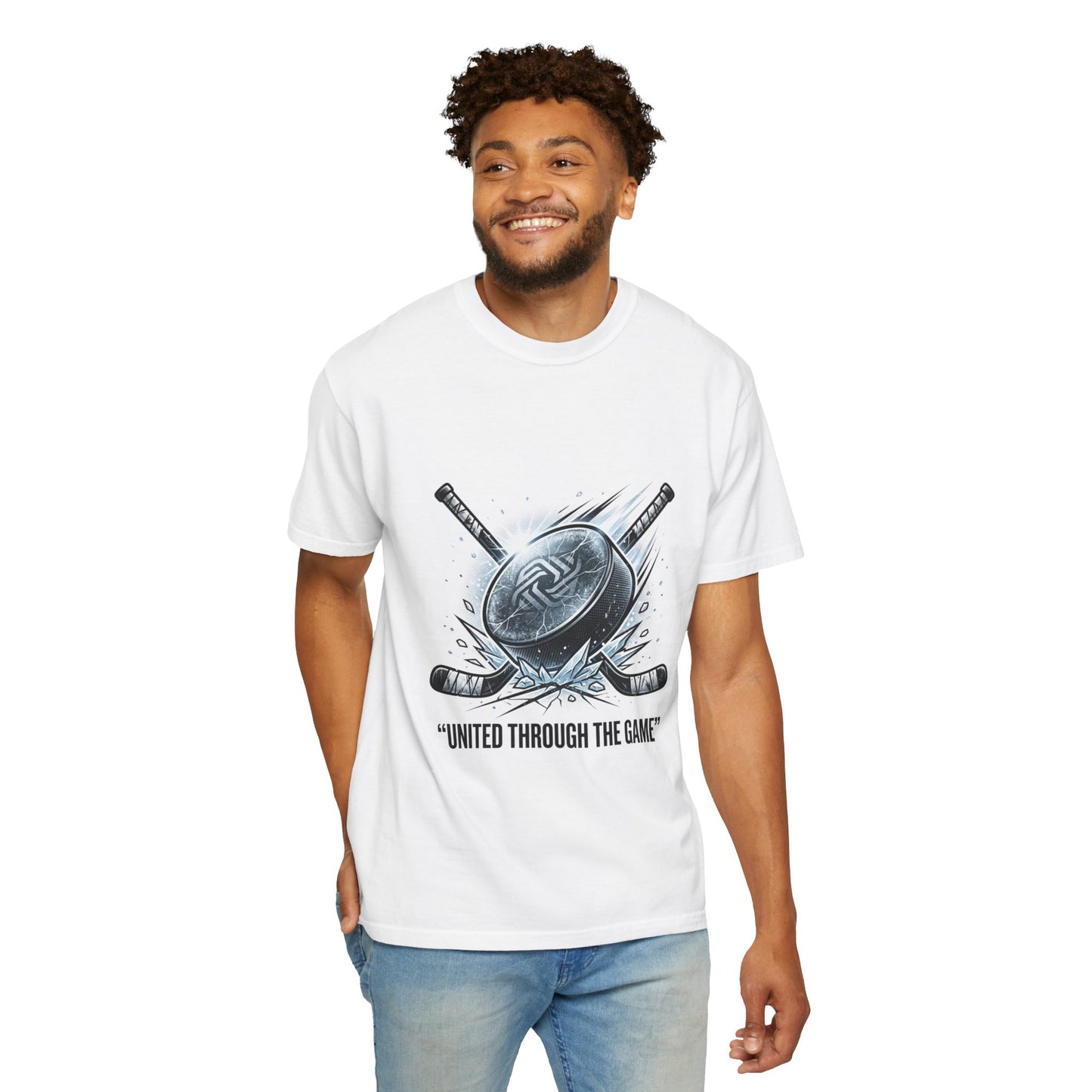 Hockey Graphic Tee — "United Through the Game" Team Spirit T-Shirt