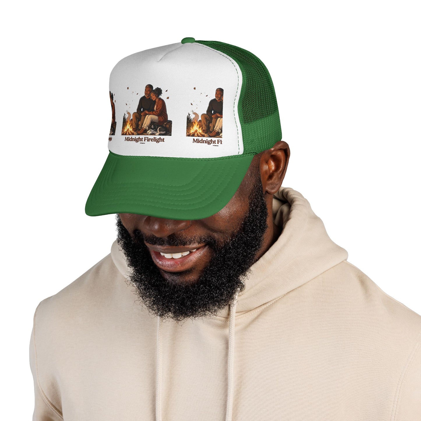 Trucker Cap — 'Midnight Firelight' Campfire Graphic Hat