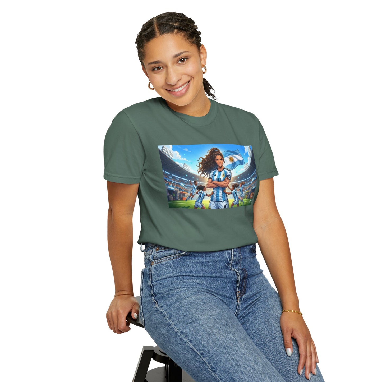 Argentina Soccer Heroine Stadium T-Shirt – Female Soccer Player Graphic Tee