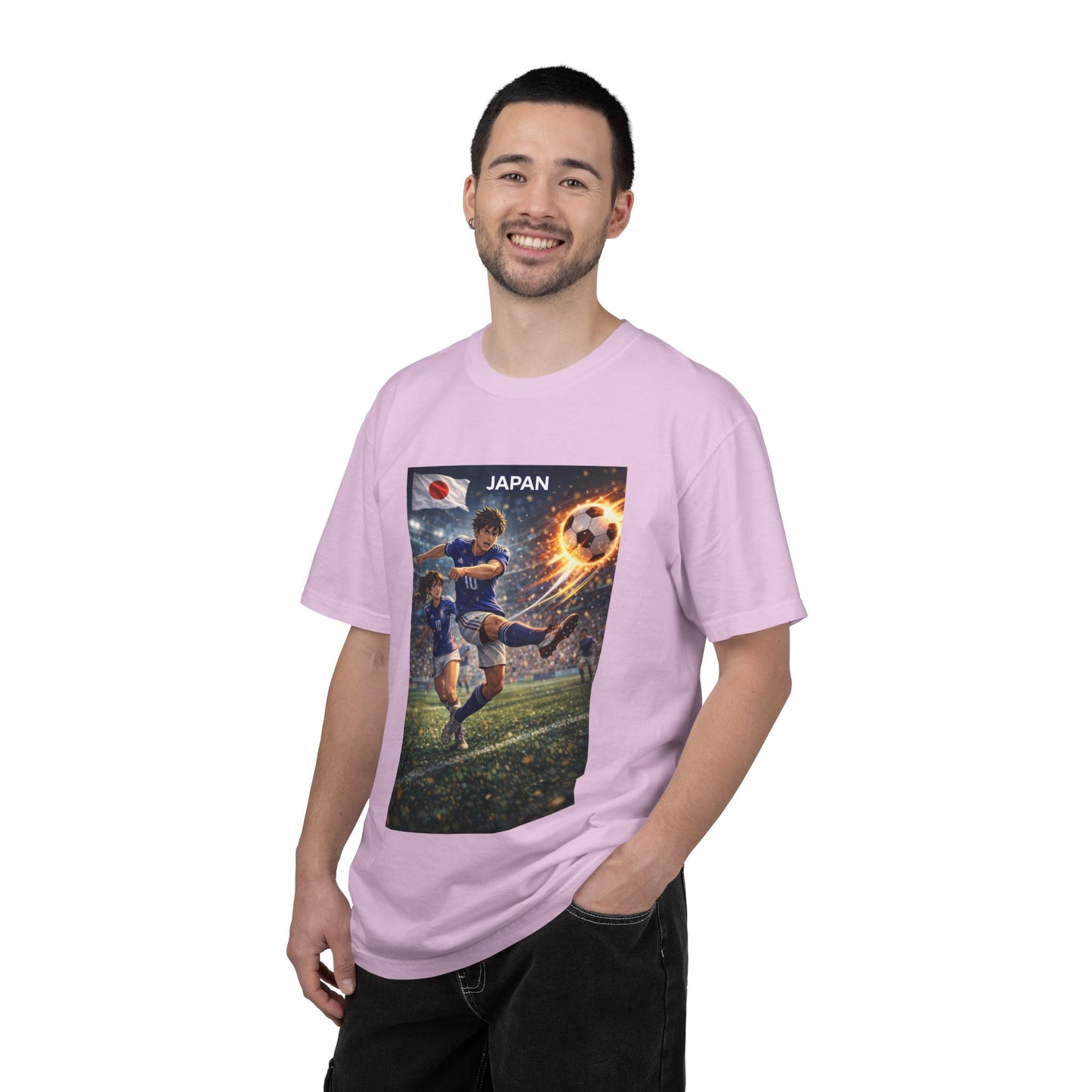 Japan Soccer Team Graphic T‑Shirt — Dynamic Football Players Design