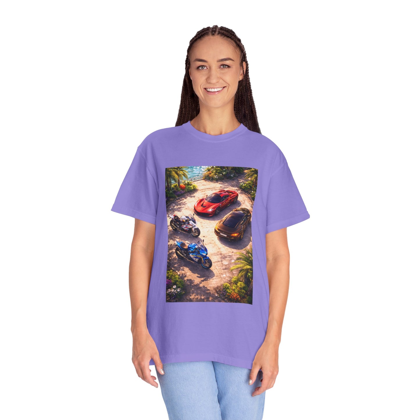 MULTI-VEHICLE - T-Shirt — Tropical Sports Cars & Motorbikes Print
