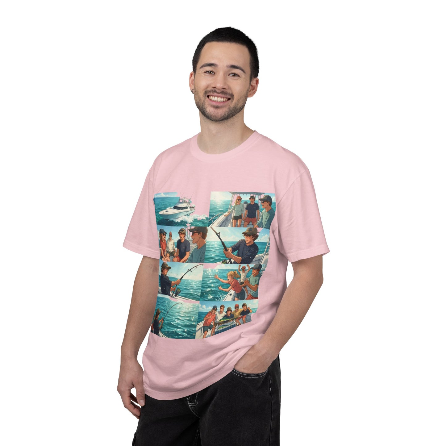 Deep Sea Energy (Friends Fishing Edition) Fishing Trip Photo Collage T-Shirt