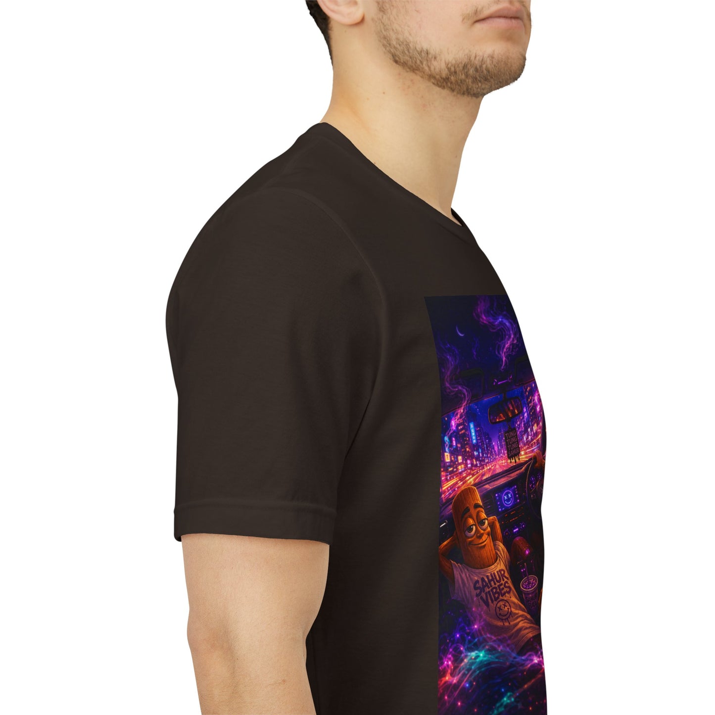 Tung Tung Tung Sahur Who Ride Like Us T-Shirt — Night Cruise Vaporwave Graphic Tee