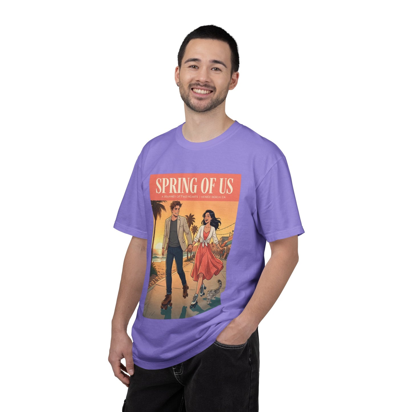 Spring of Us T-Shirt — Vintage Romantic Beach Couple Graphic Tee