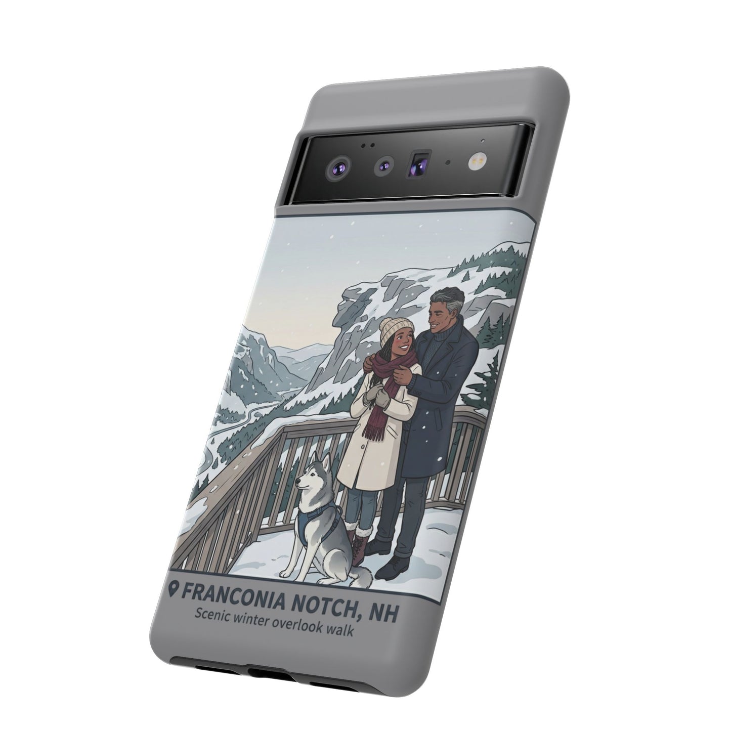 Winter Scenic Phone Case — Franconia Notch NH Couples & Husky Design