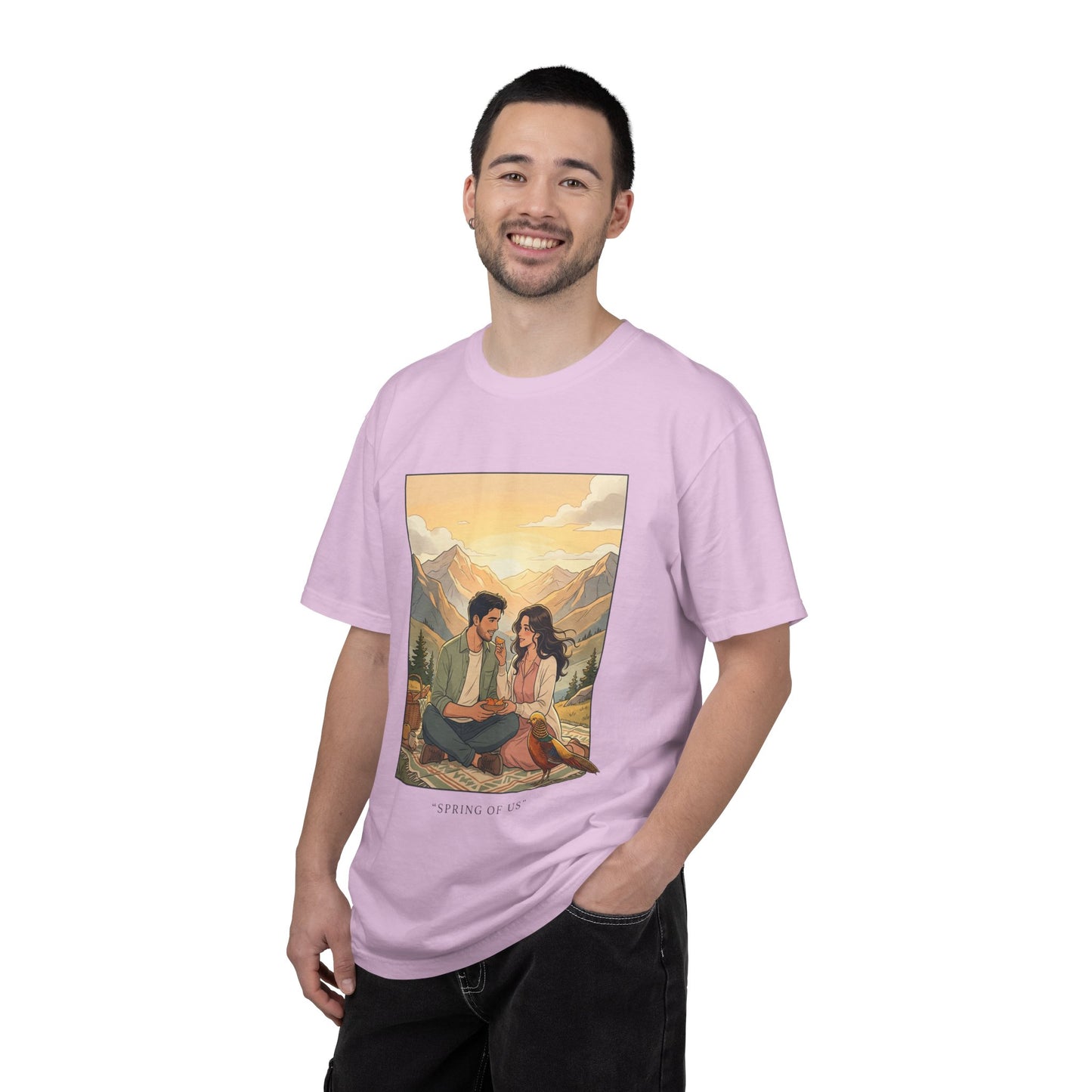 Couples Mountain Picnic T-Shirt — 'Opening Up' Scenic Graphic Tee