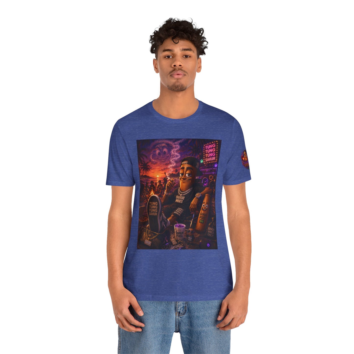 Tung Tung Tung Sahur Laid-Back Nightlife Graphic Tee — "Things Take Time" Urban Cartoon Design